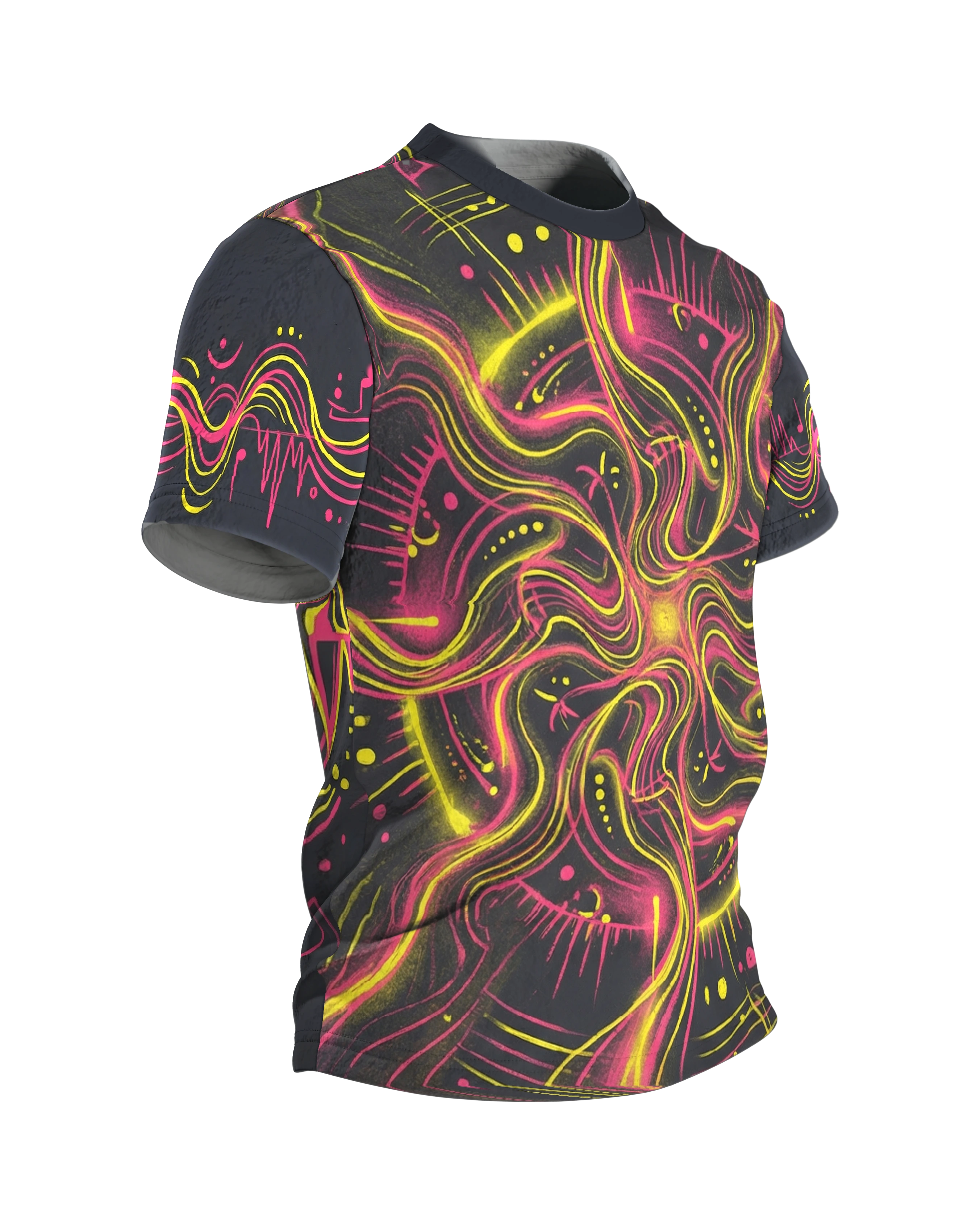 Neon Soundwave T-Shirt: Elektronische Musik, Seitenansicht links