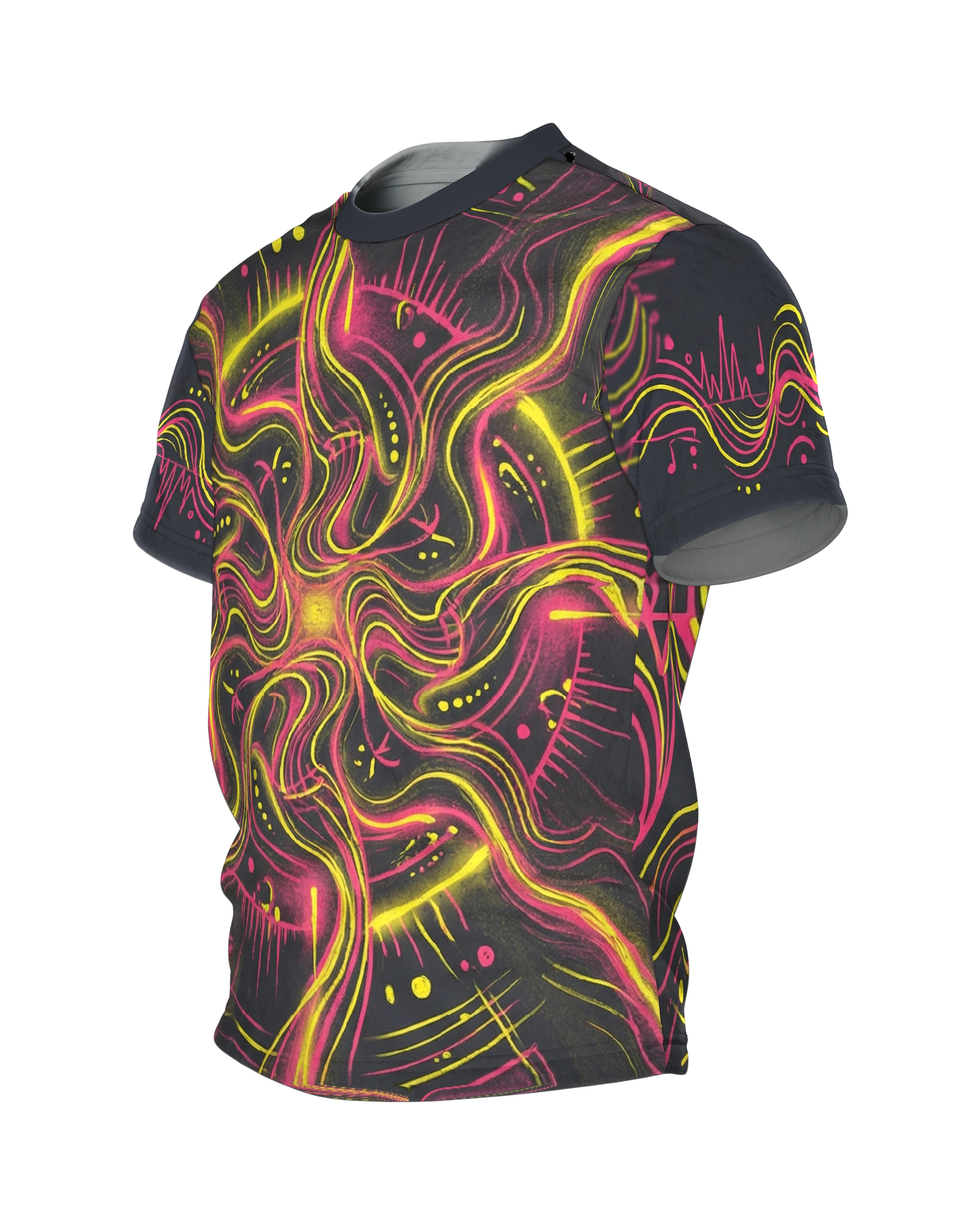 Neon Soundwave T-Shirt: Elektronische Musik, Seitenansicht rechts