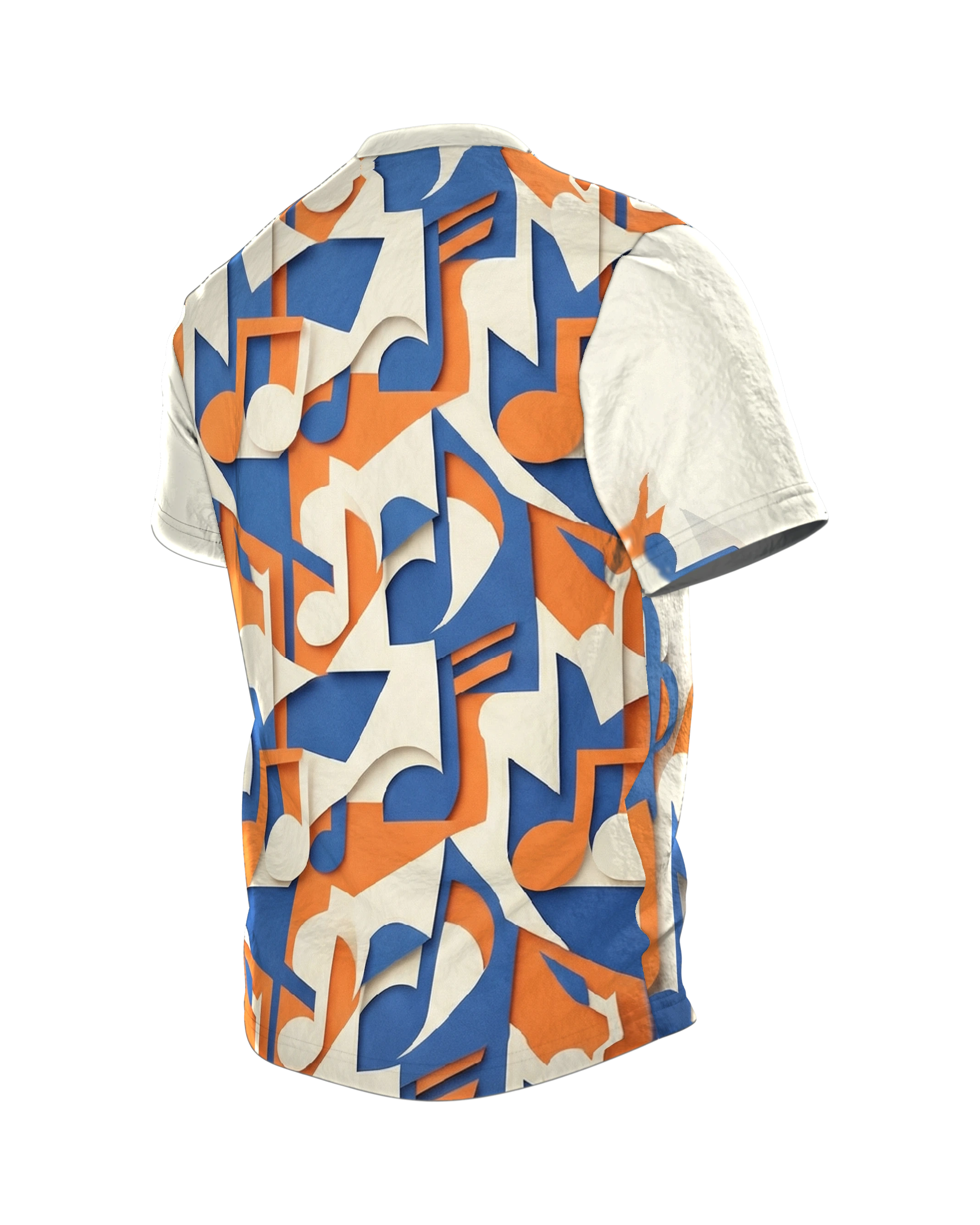 3D Noten T-Shirt: Paper-Cut Design, Rückseite schräg links