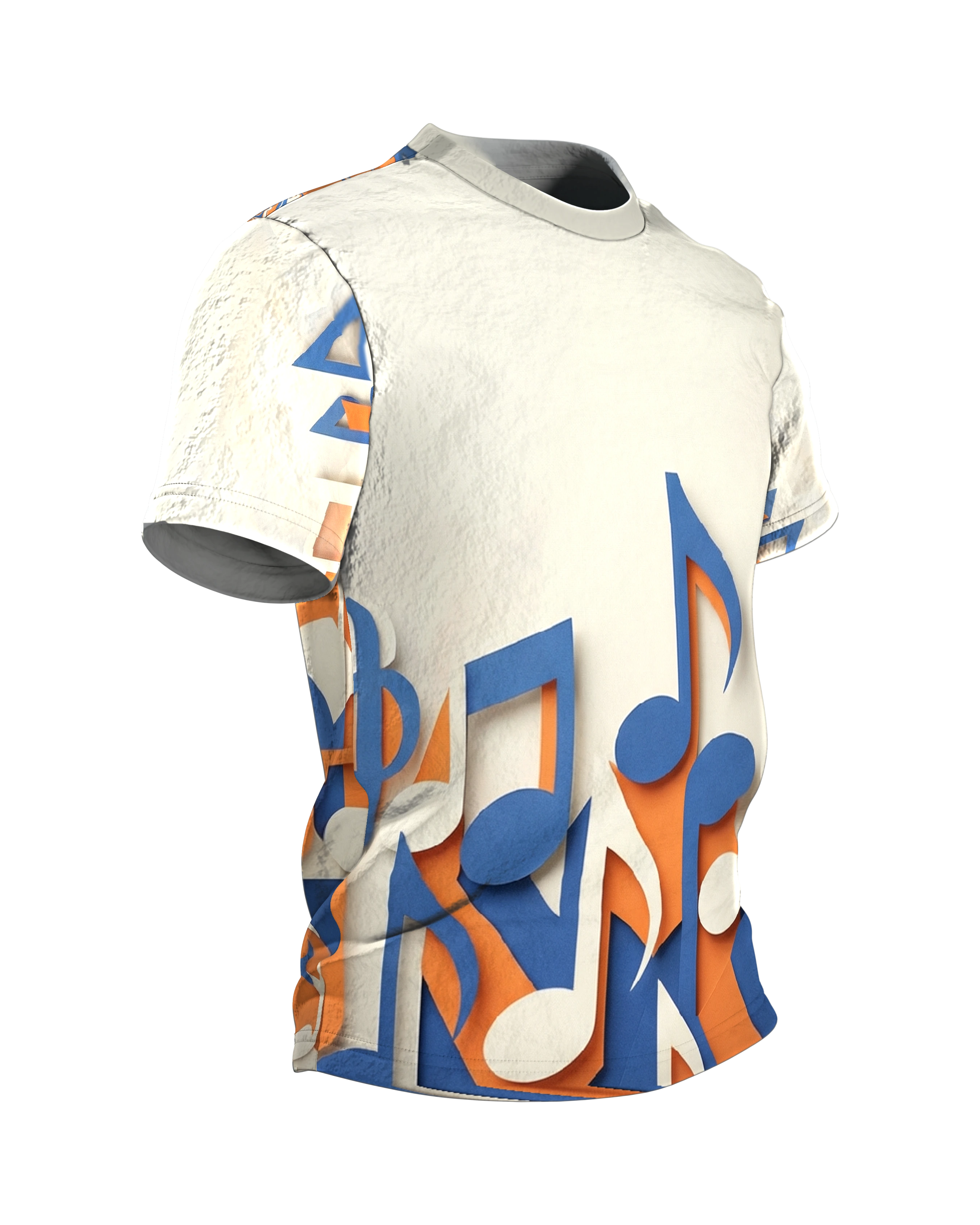 3D Noten T-Shirt: Paper-Cut Design, Seitenansicht links