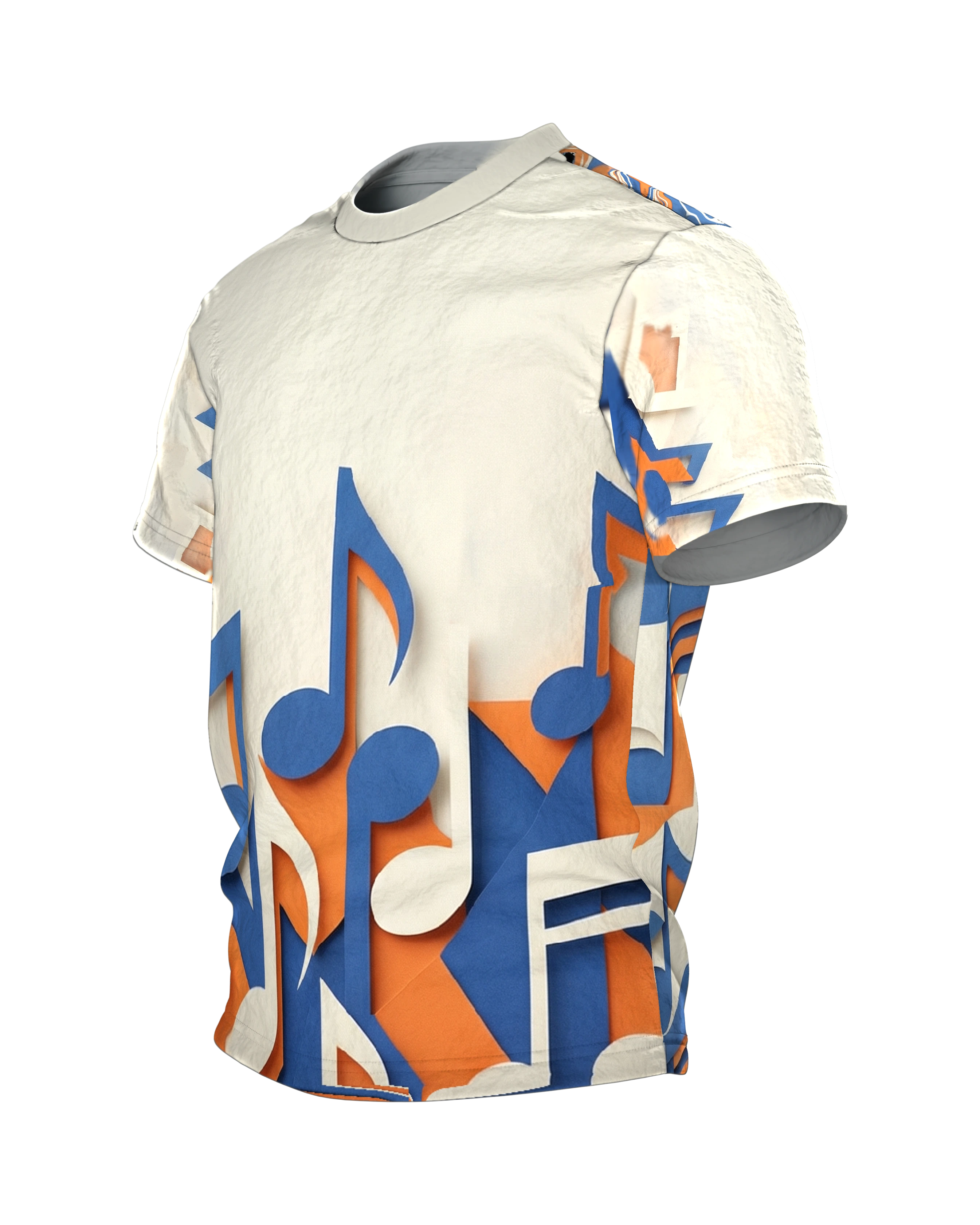 3D Noten T-Shirt: Paper-Cut Design, Seitenansicht rechts