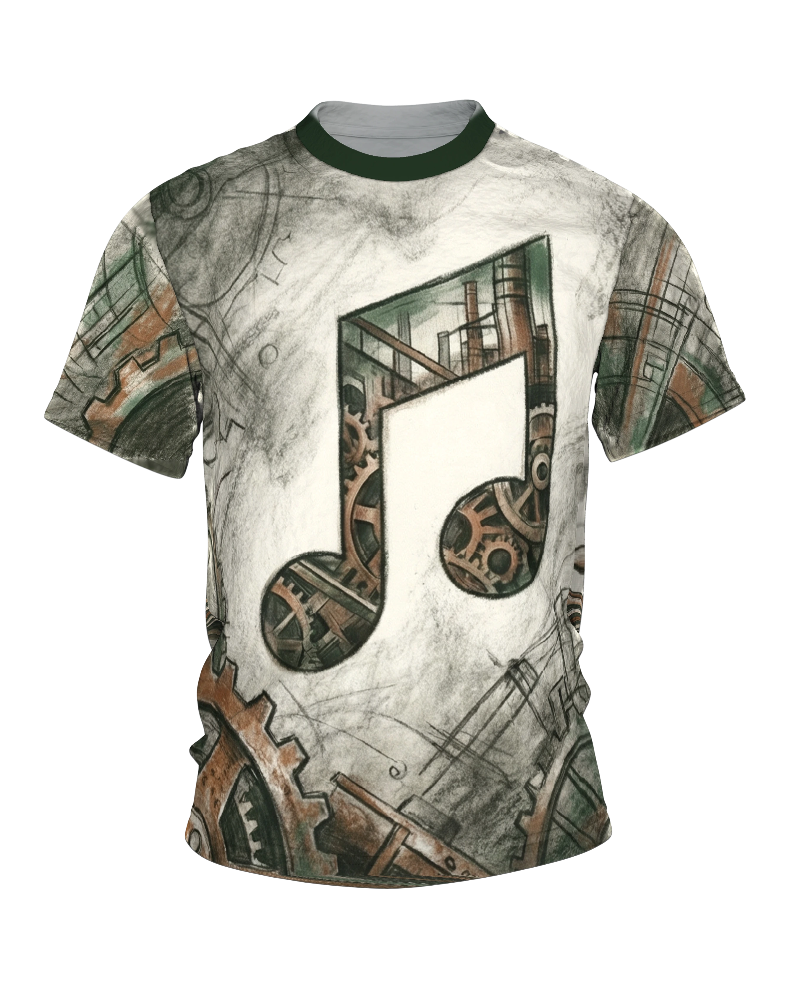 Steampunk Noten T-Shirt: Achtelnote aus Zahnrädern und Rost