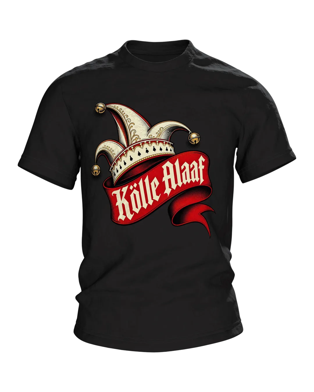 Narrenkappe aus dem Kölner Karneval, darunter T-Shirt, Premium Unikat
