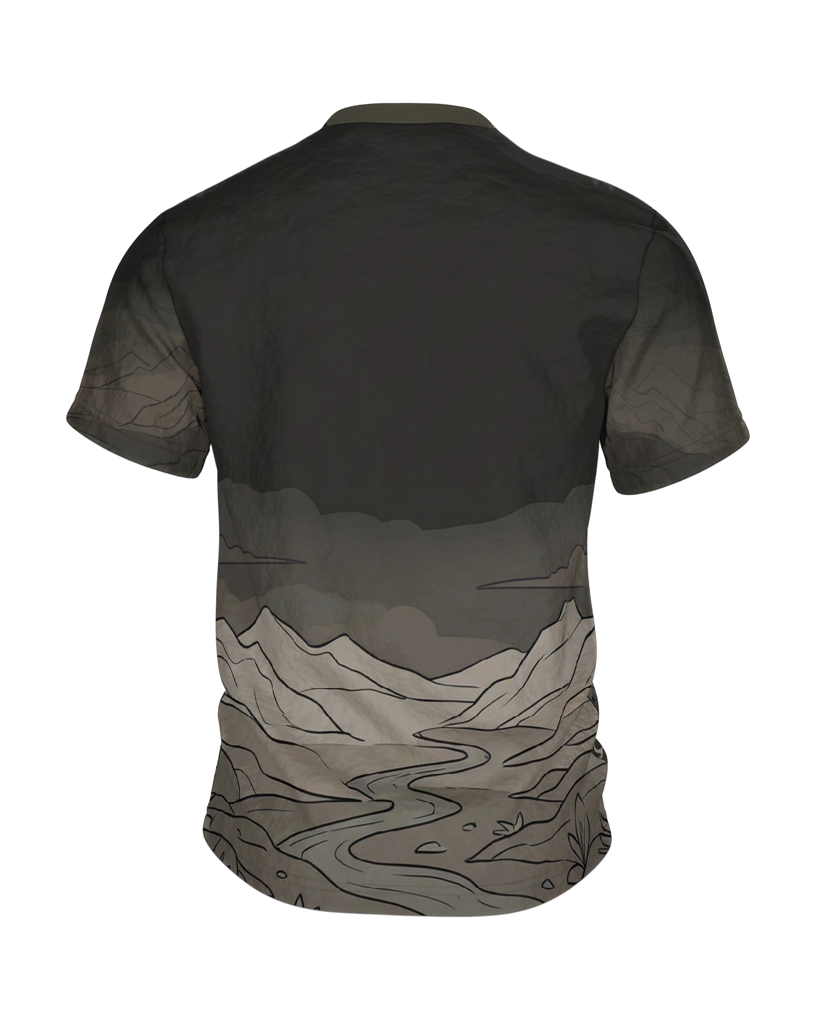 Mystische Kristalle T-Shirt: Landschaft in Tag und Nacht, Rückseite