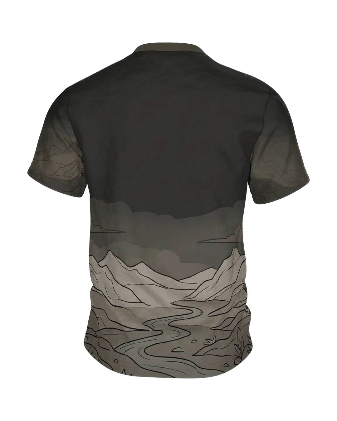 Mystische Kristalle T-Shirt: Landschaft in Tag und Nacht, Rückseite