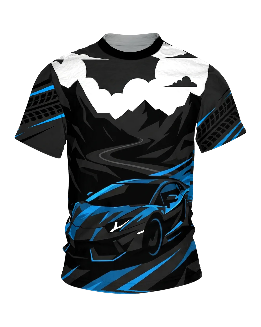 Neonblau Sportwagen T-Shirt: Night Drive Vektor