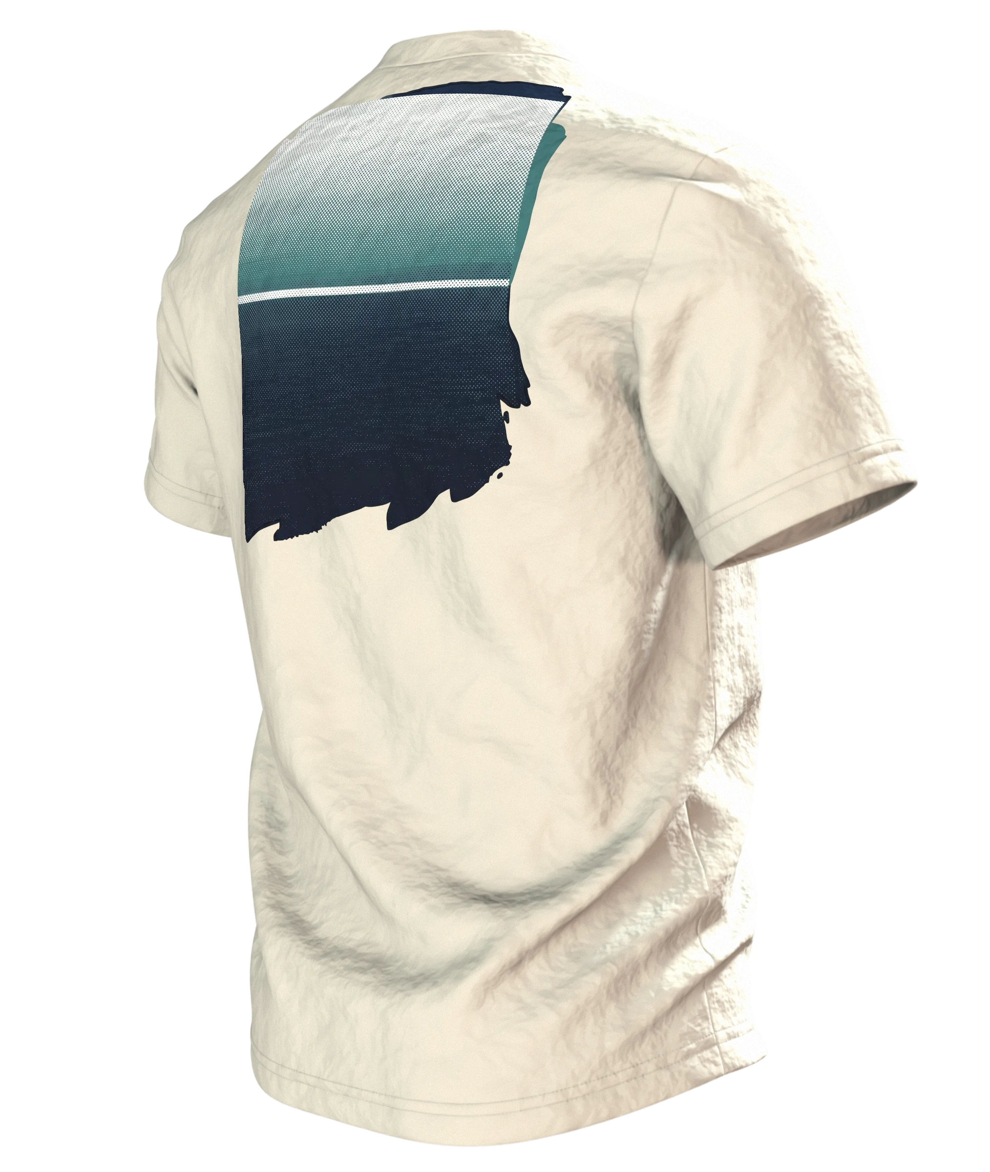 Ostsee segeln an den Klippen T-Shirt, Premium Unikat, Rückseite schräg links