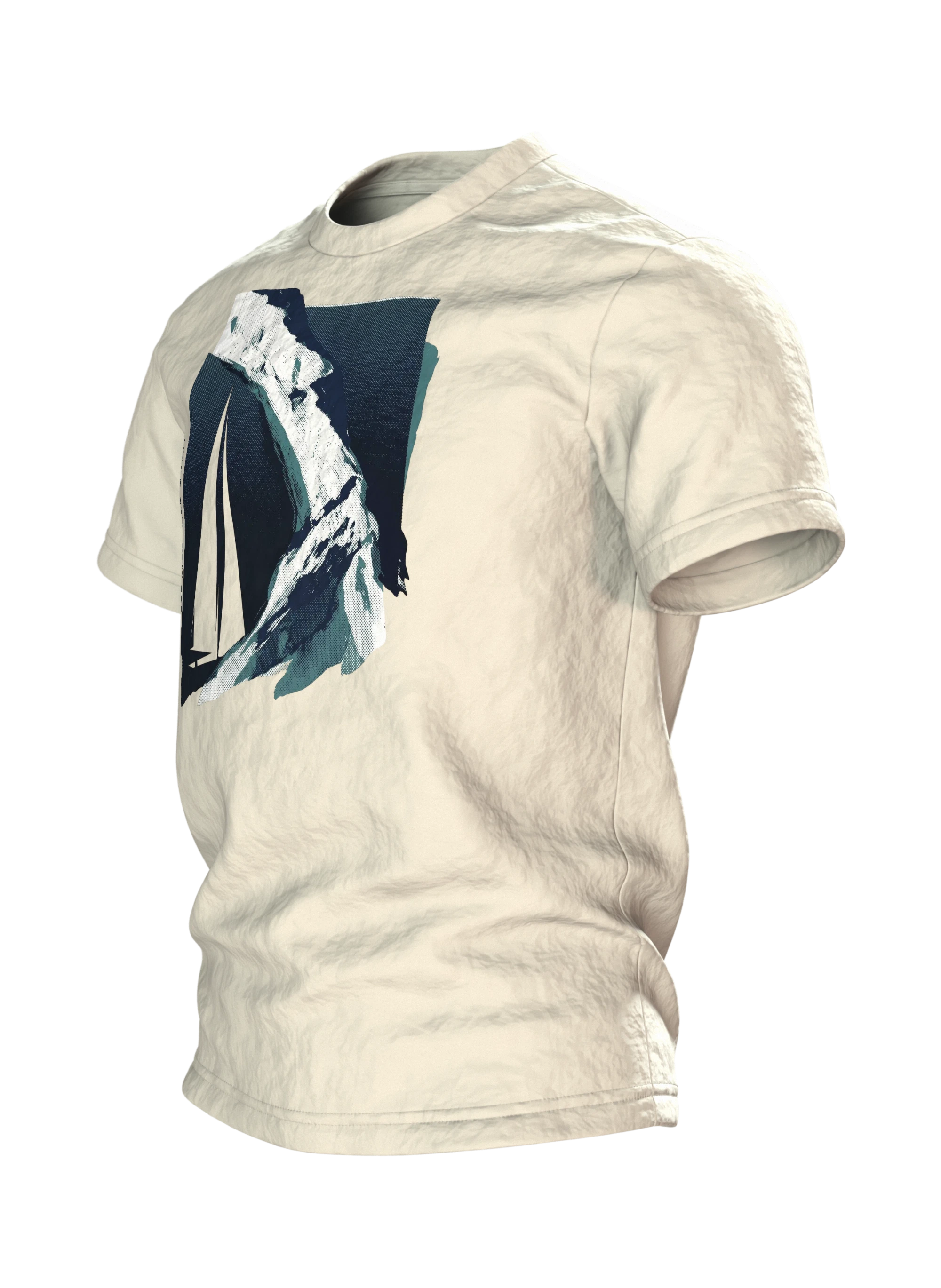 Ostsee segeln an den Klippen T-Shirt, Premium Unikat, Seitenansicht rechts