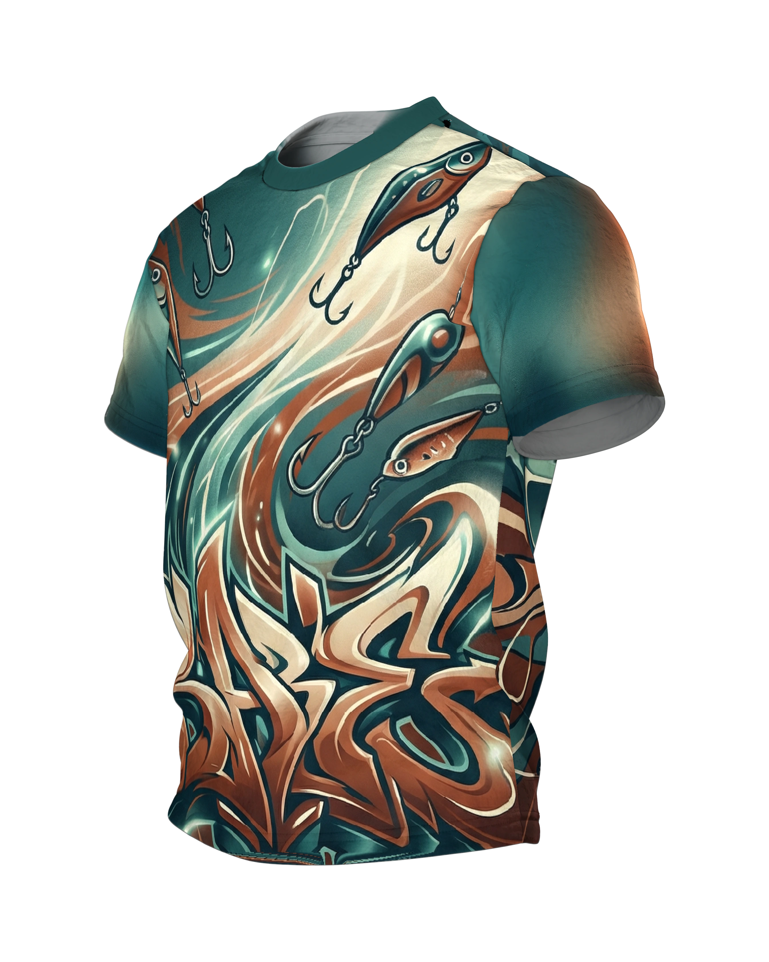 Graffiti Angelköder T-Shirt: Urban Fishing, Seitenansicht rechts
