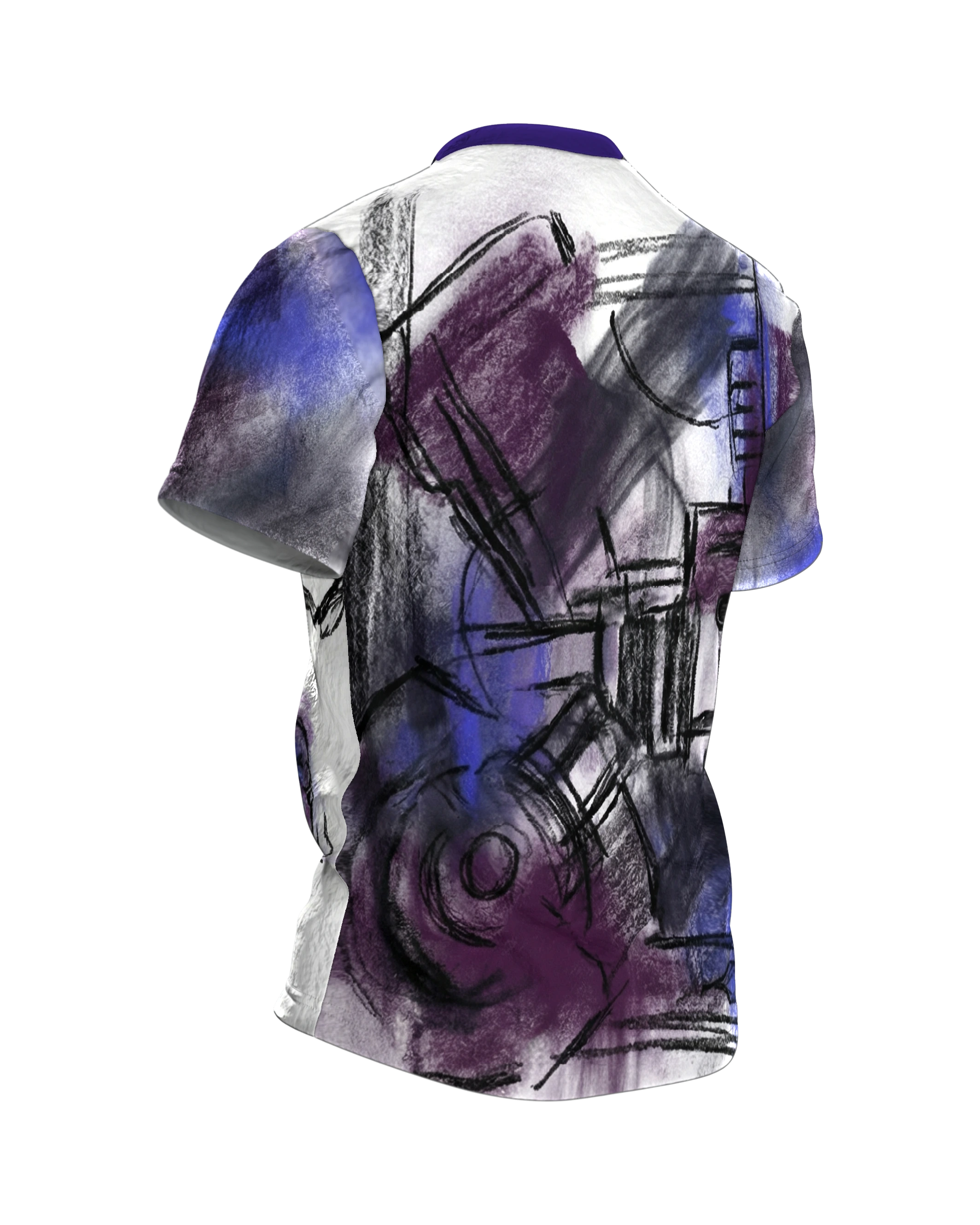 Angelköder T-Shirt: Skizzenblatt vom Wasser, Rückseite schräg rechts