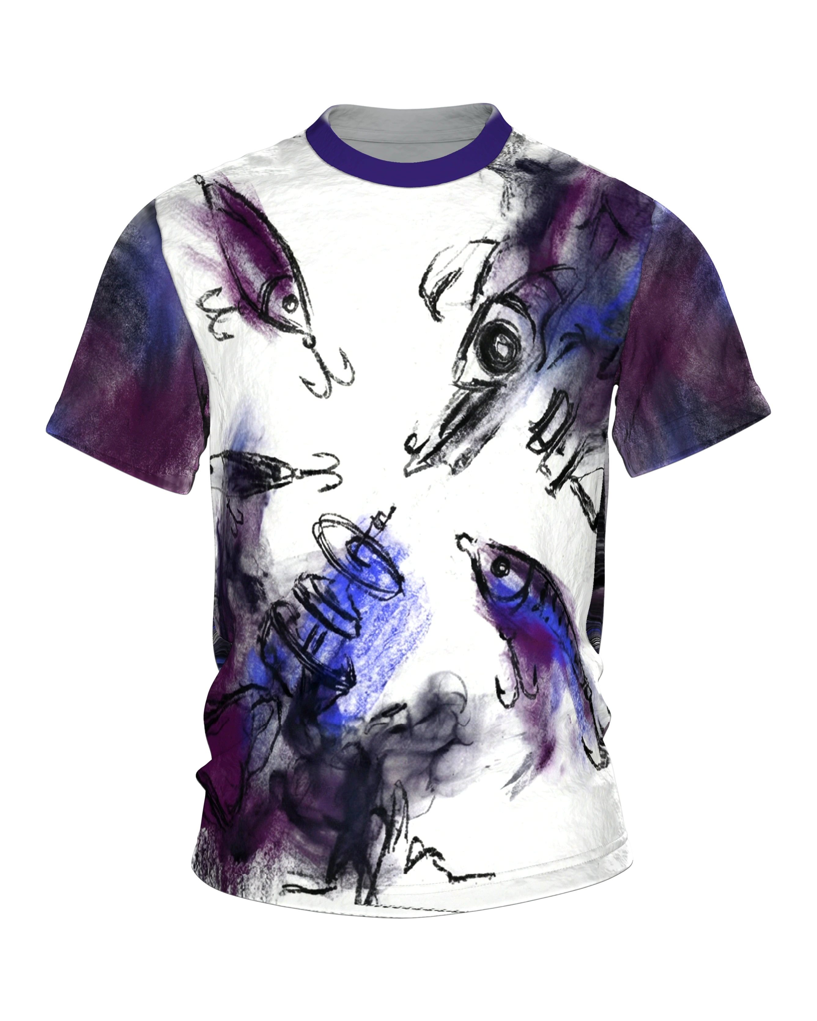 Angelköder T-Shirt: Skizzenblatt vom Wasser