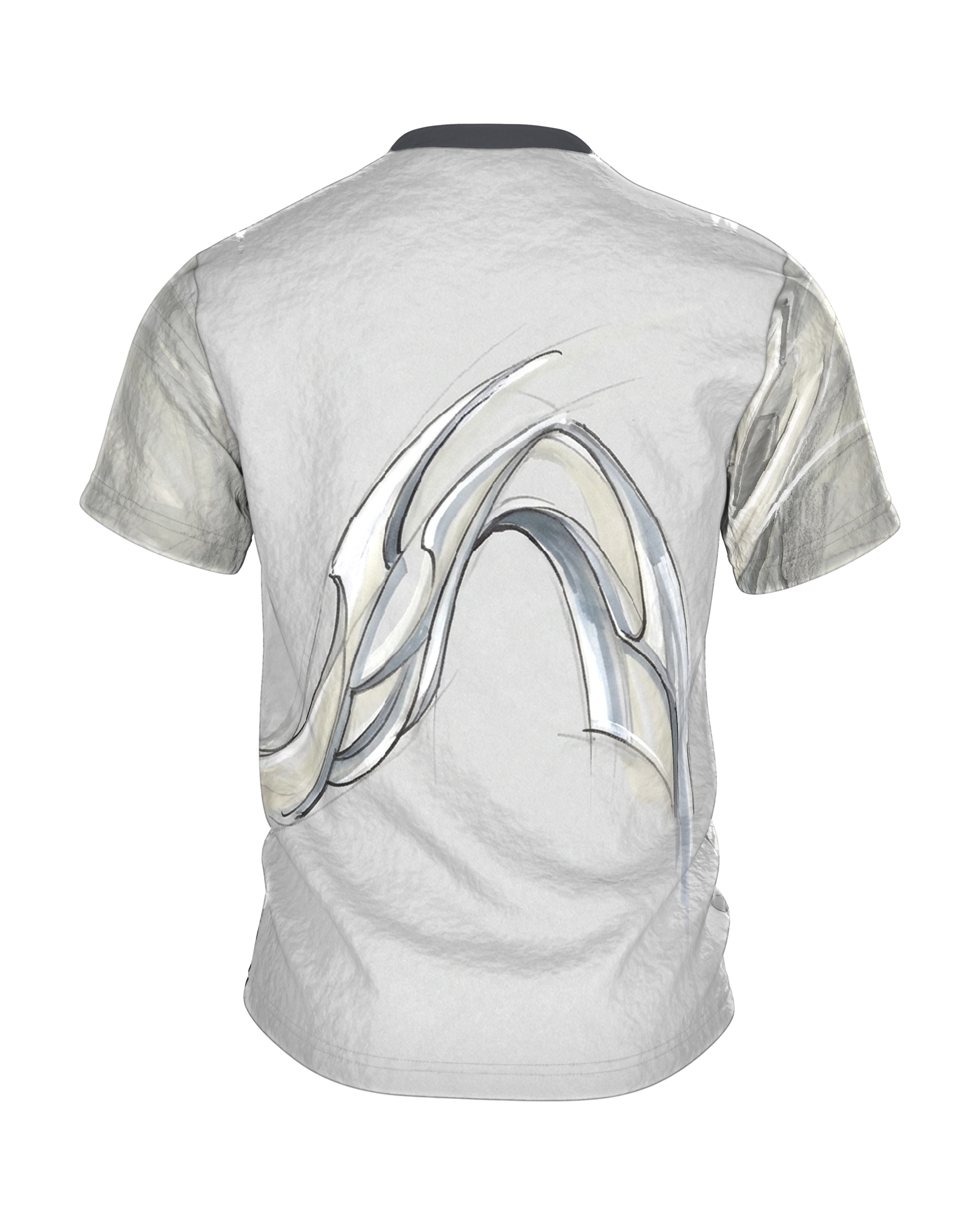 Concept Art Sculpture T-Shirt: Formstudie in Marker und Grau, Rückseite
