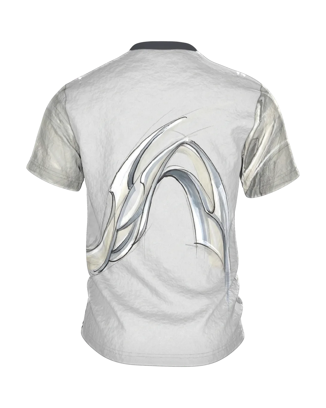 Concept Art Sculpture T-Shirt: Formstudie in Marker und Grau, Rückseite