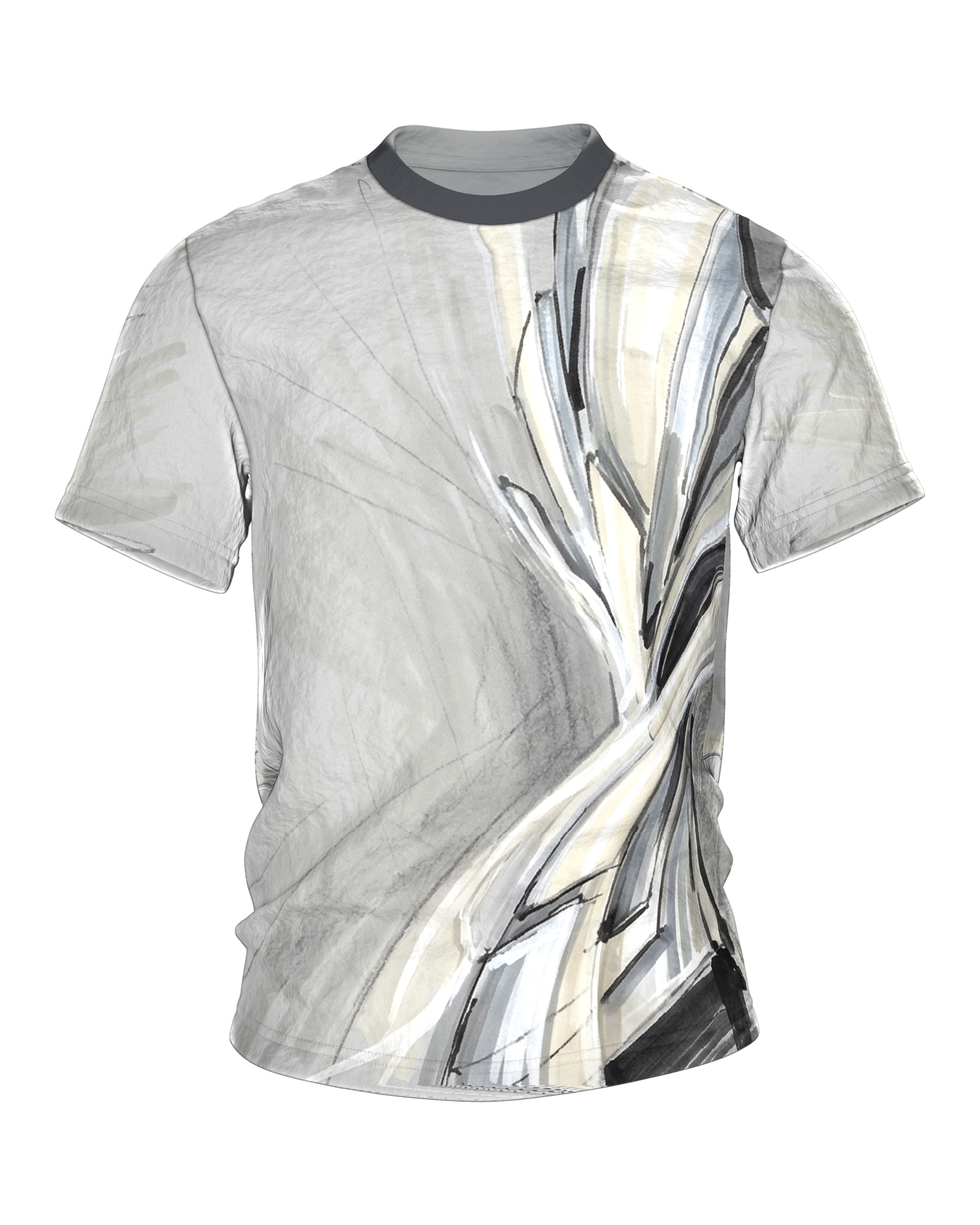 Concept Art Sculpture T-Shirt: Formstudie in Marker und Grau