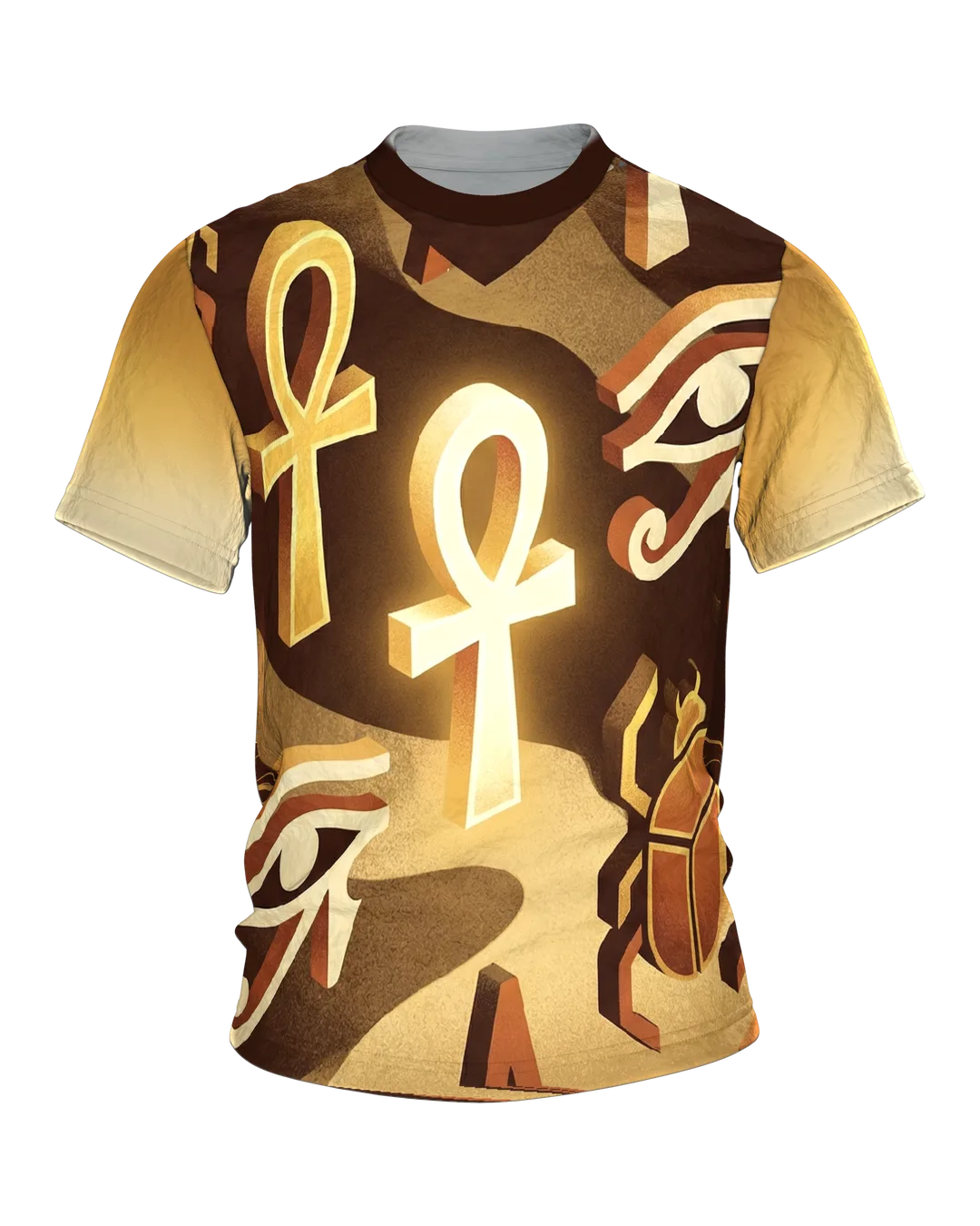 Goldenes Ankh & Skarabäus T-Shirt: Ägyptische Mystik