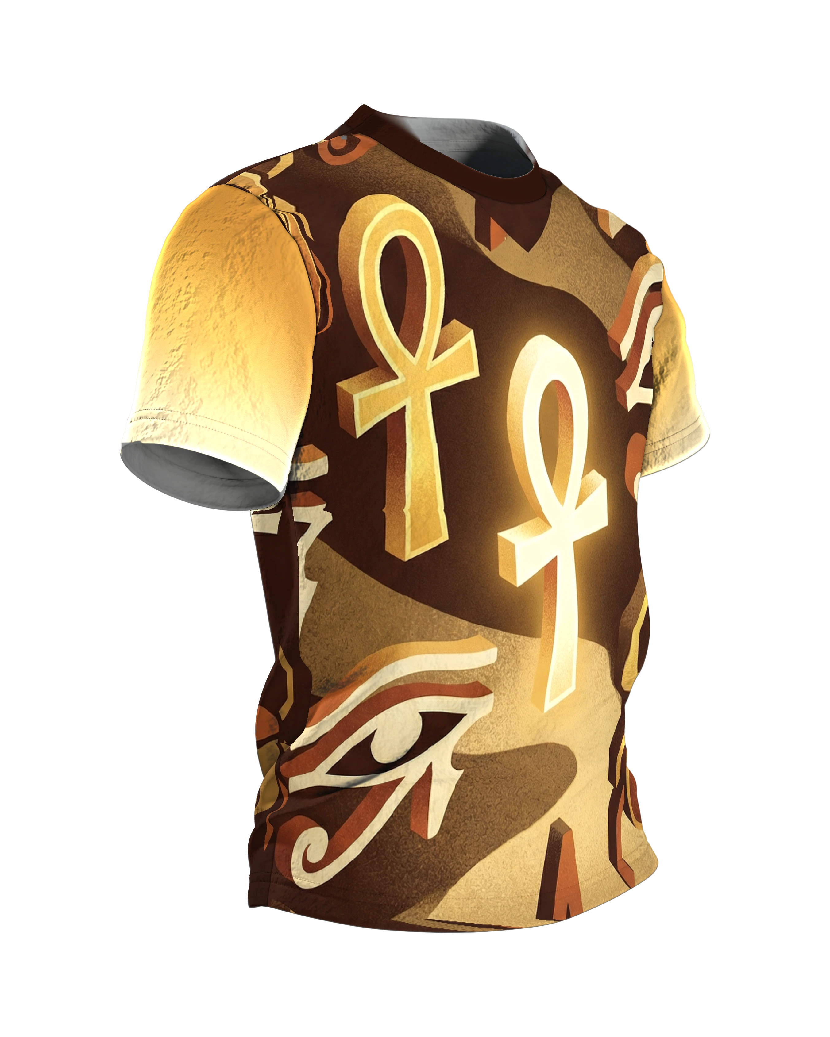 Goldenes Ankh & Skarabäus T-Shirt: Ägyptische Mystik, Seitenansicht links