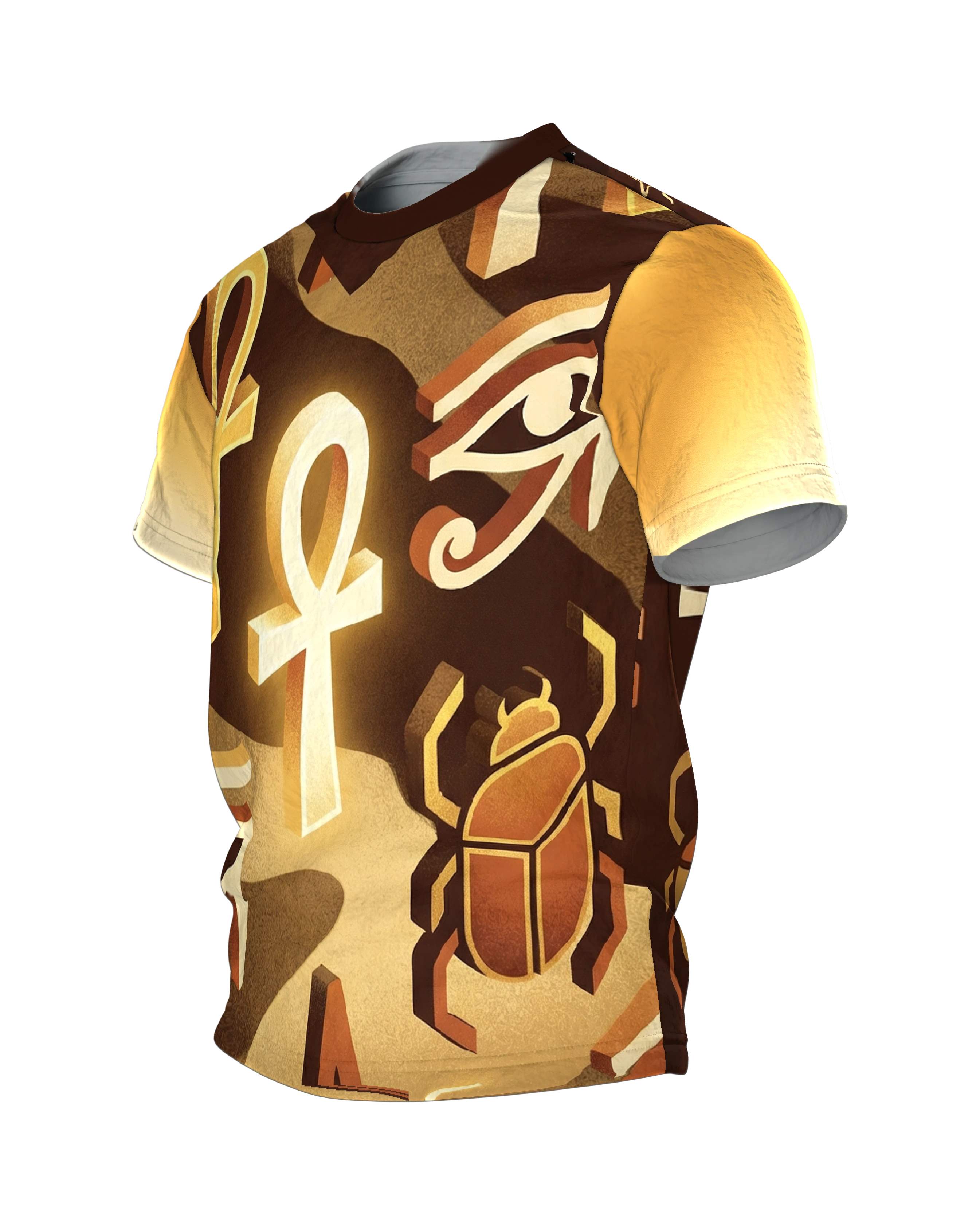 Goldenes Ankh & Skarabäus T-Shirt: Ägyptische Mystik, Seitenansicht rechts