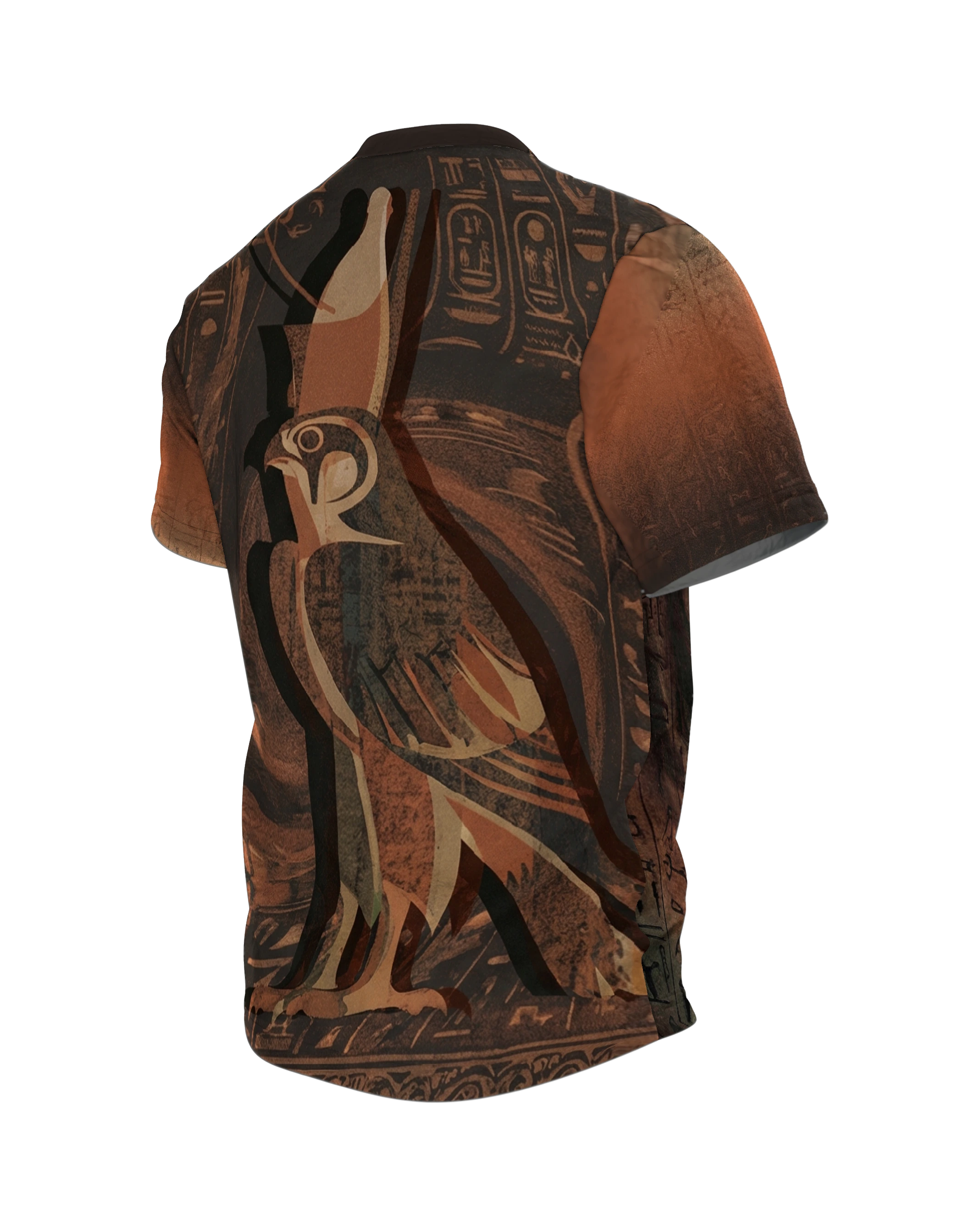 Ägyptische Mythologie T-Shirt: Horus & Ankh, Rückseite schräg links