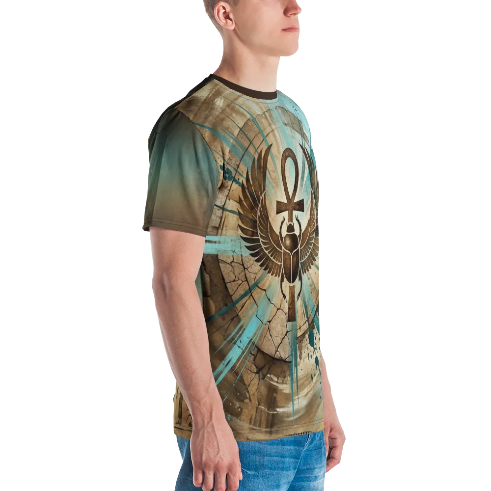 Skarabäus Ankh T-Shirt — Türkis Grunge Ägypten Symbol — Ansicht 6