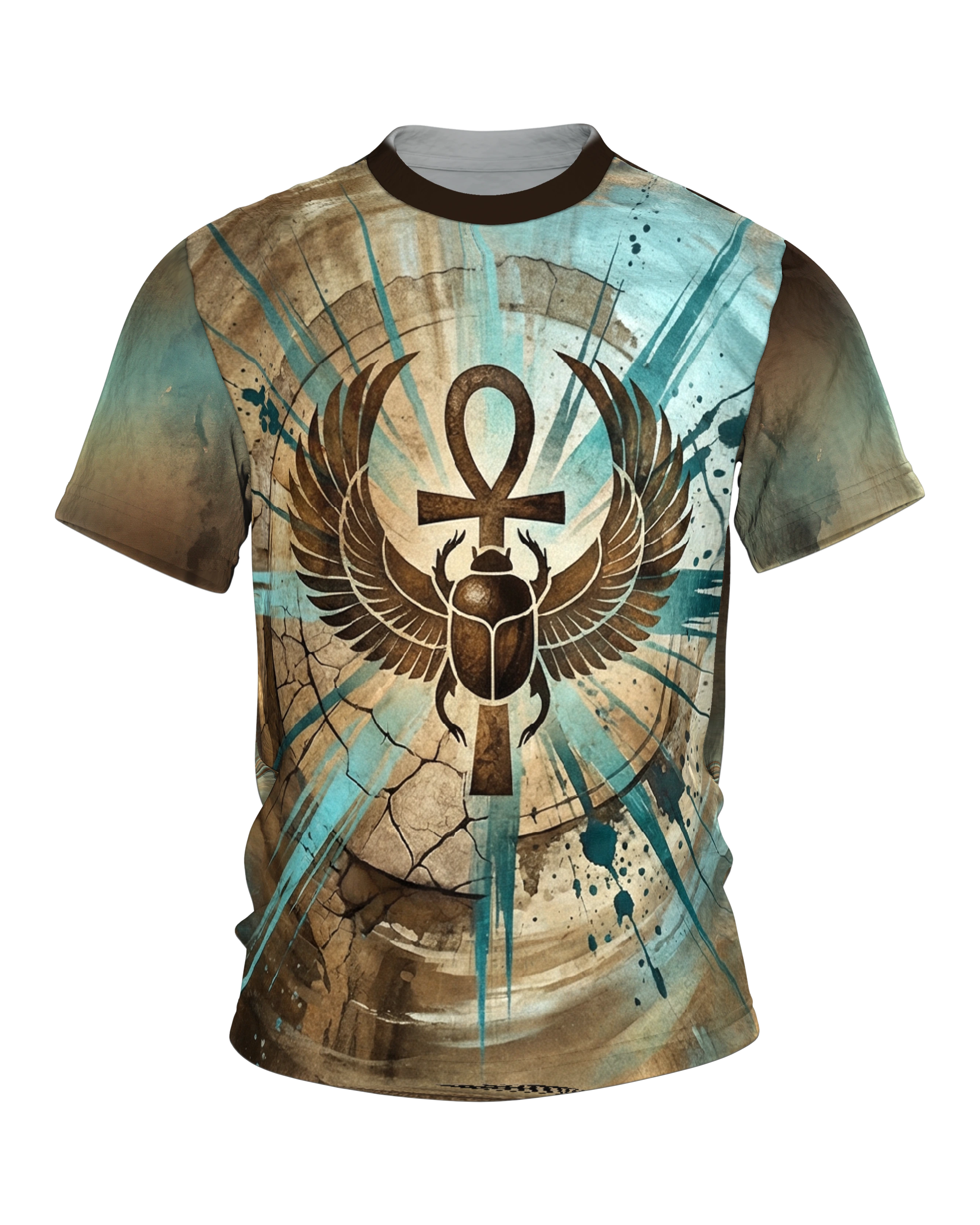 Skarabäus Ankh T-Shirt, geflügelter Käfer mit Lebenszeichen, Sonnen-Skarabäus am Rücken