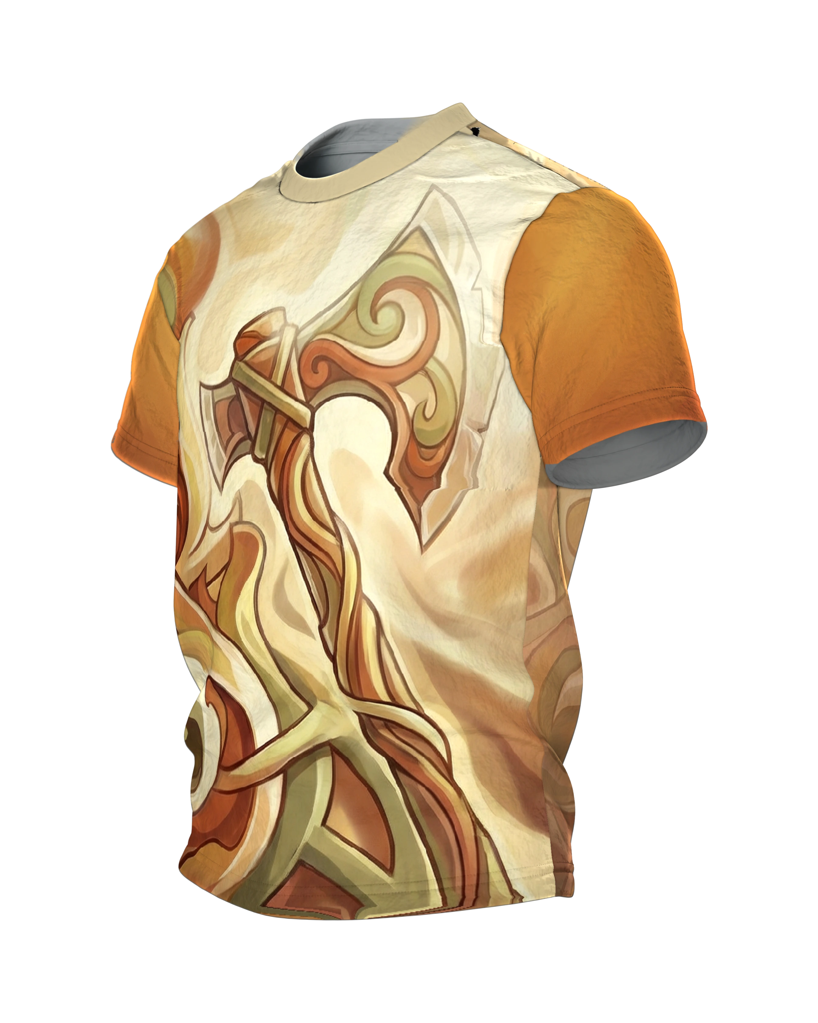 Nordische Axt T-Shirt: Elegante Erdtöne, Seitenansicht rechts