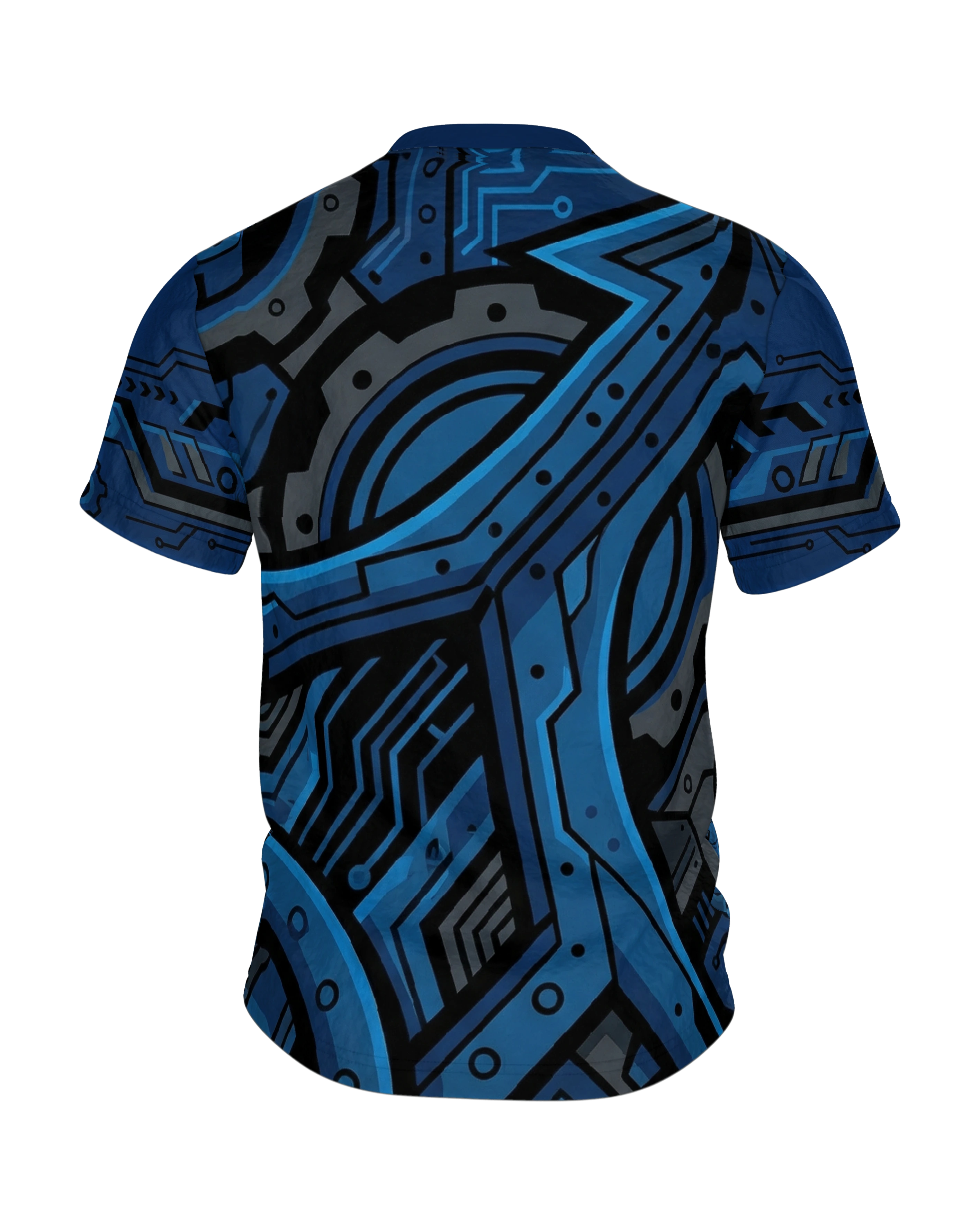 Cybernetic Power Fist T-Shirt: Futuristisches Blau, Rückseite
