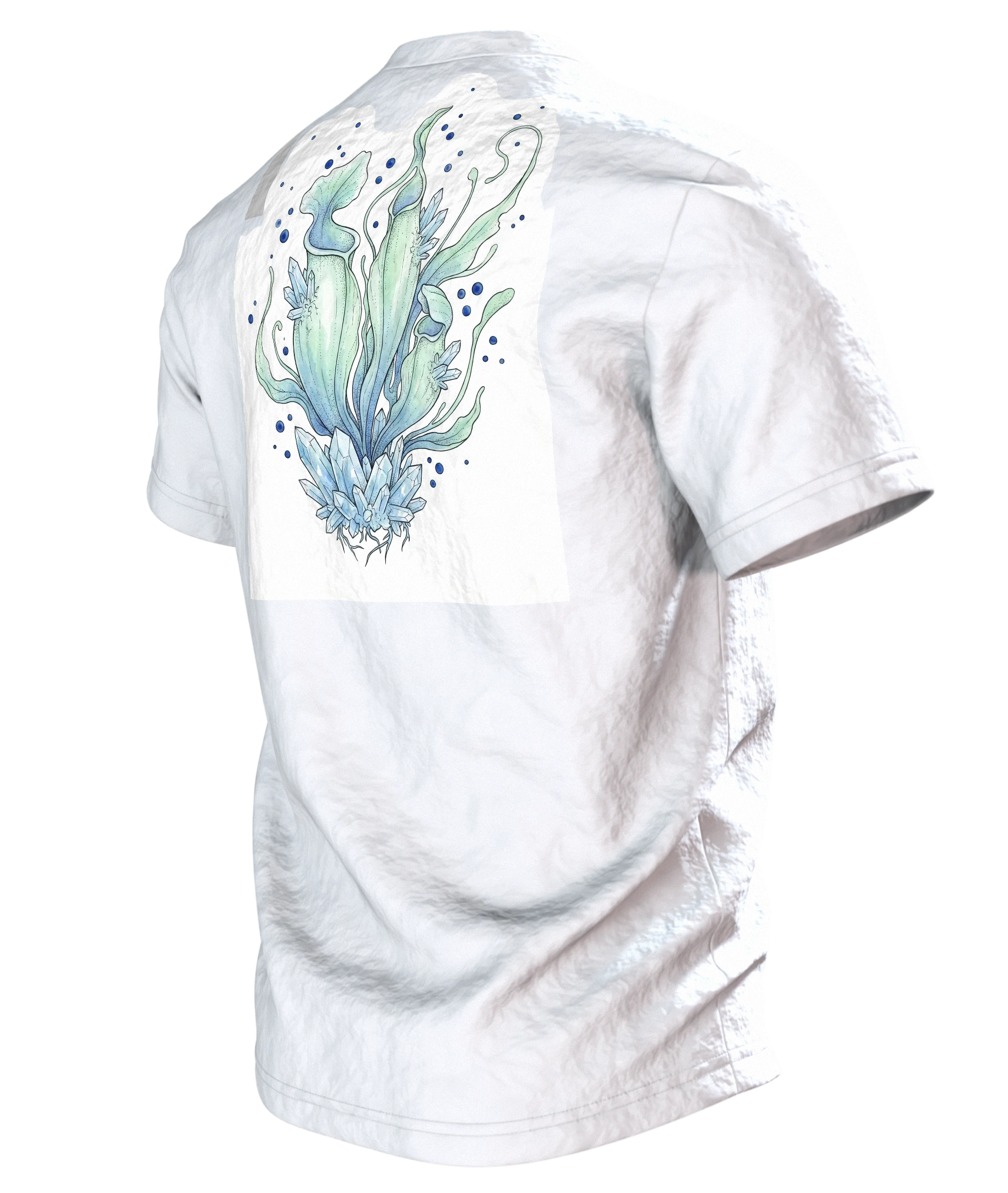 Kristalline Pflanzen T-Shirt, Rückseite schräg links