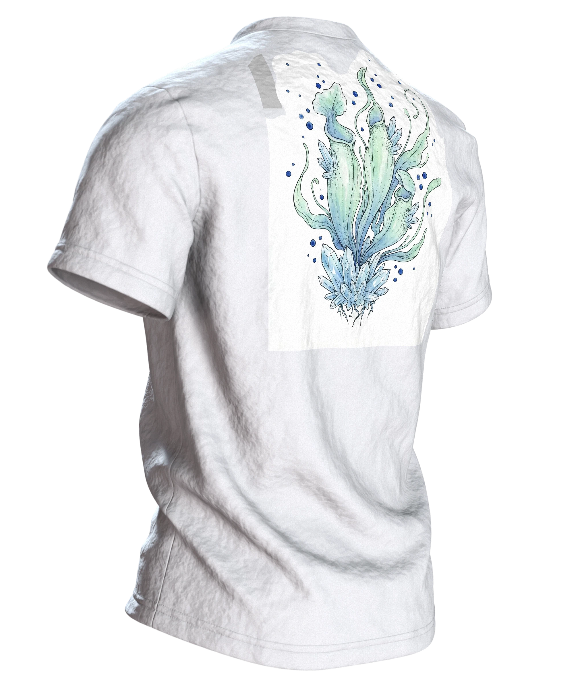 Kristalline Pflanzen T-Shirt, Rückseite schräg rechts