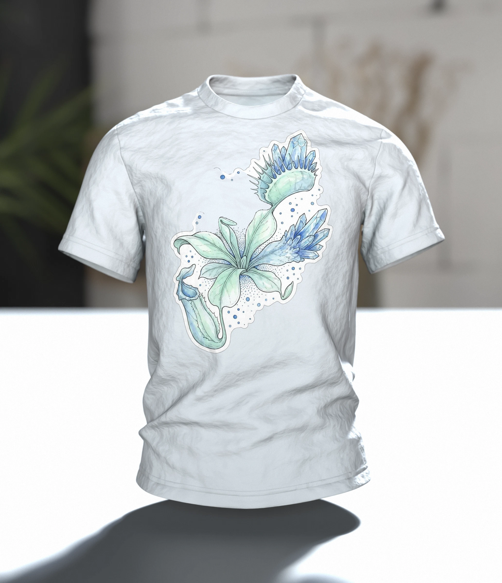 Kristalline Pflanzen T-Shirt, Im Raum