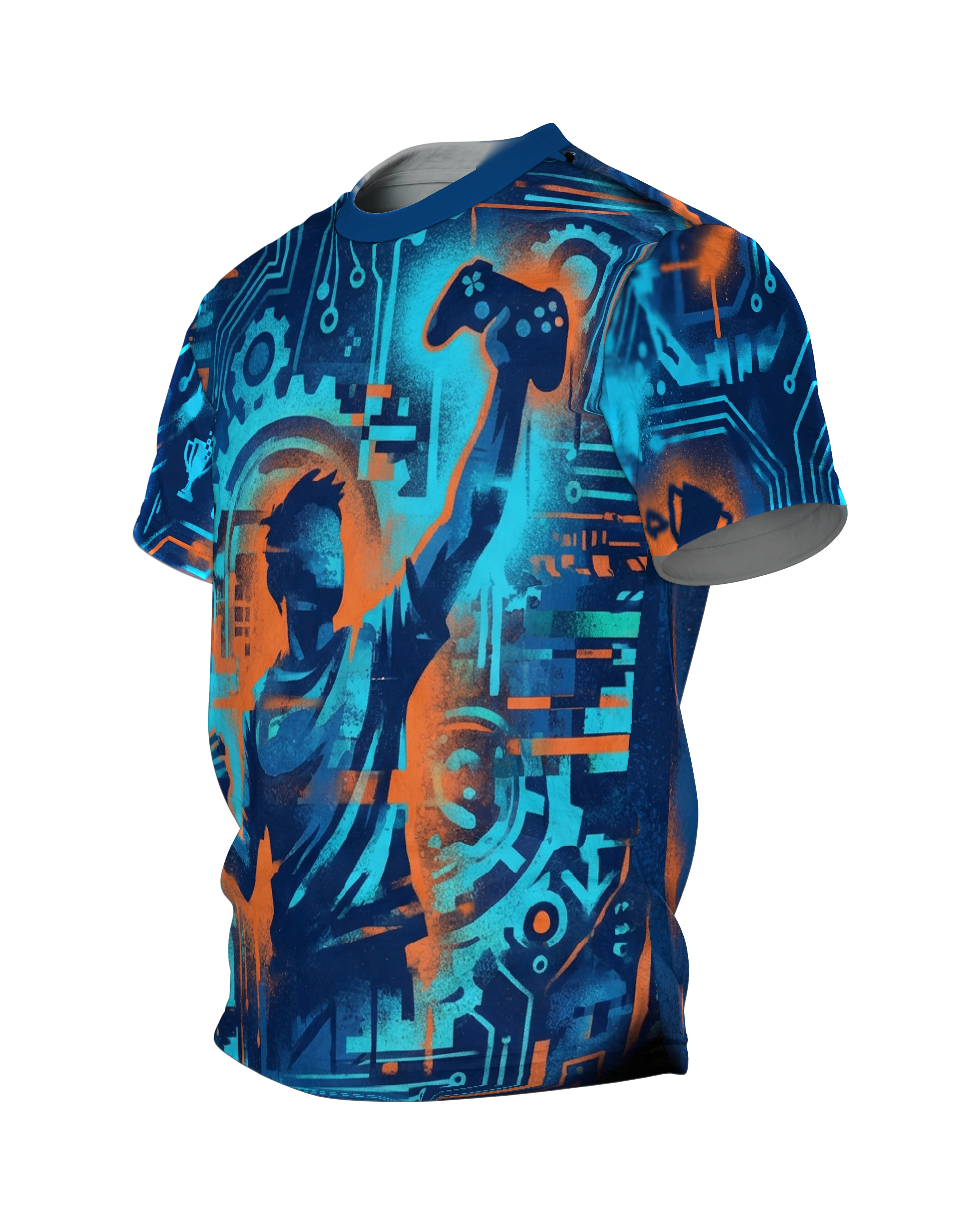 Gamer Achievement T-Shirt: Urban Cyberpunk Style, Seitenansicht rechts