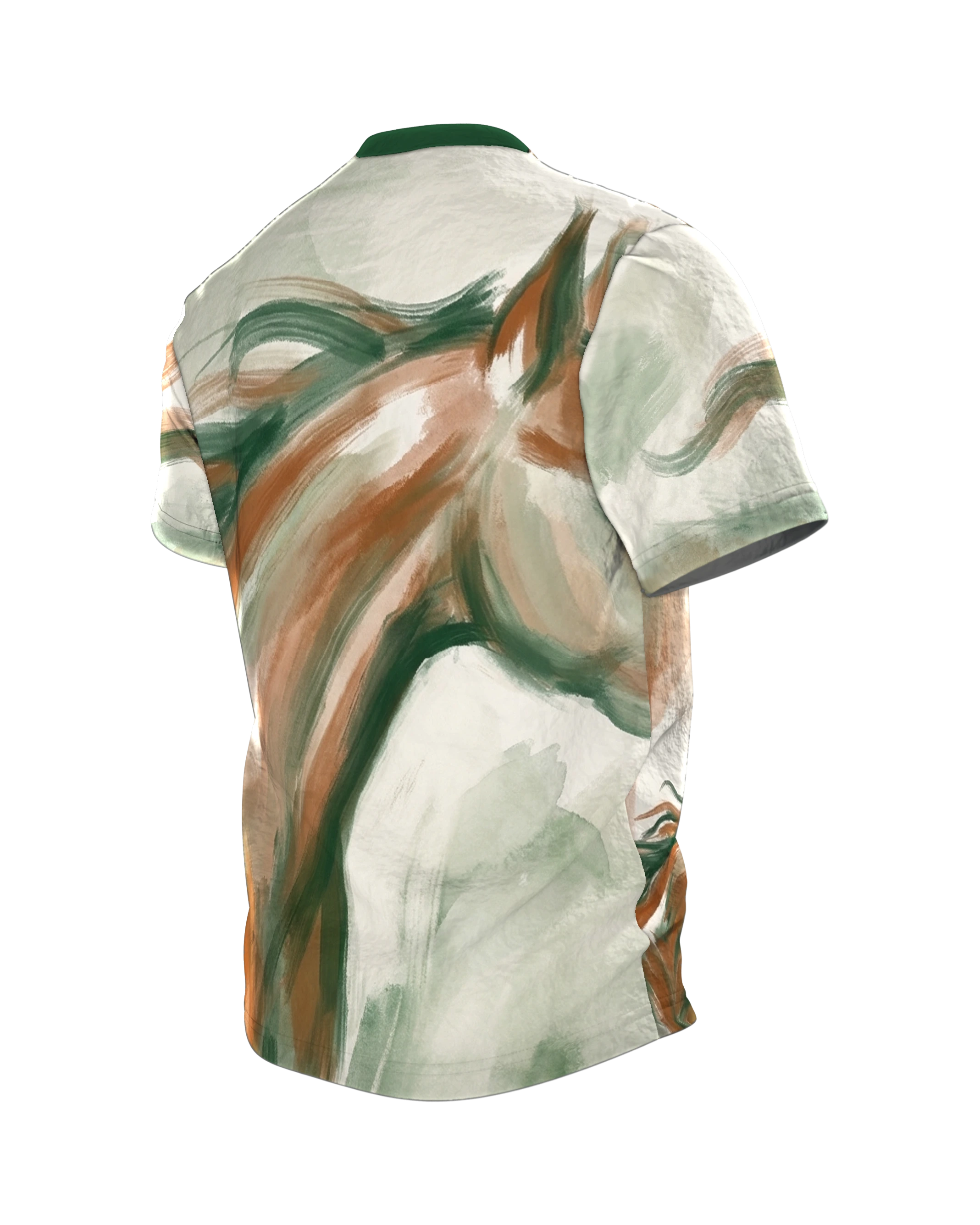Abstraktes Pferd T-Shirt: Expressive Kunst, Rückseite schräg links