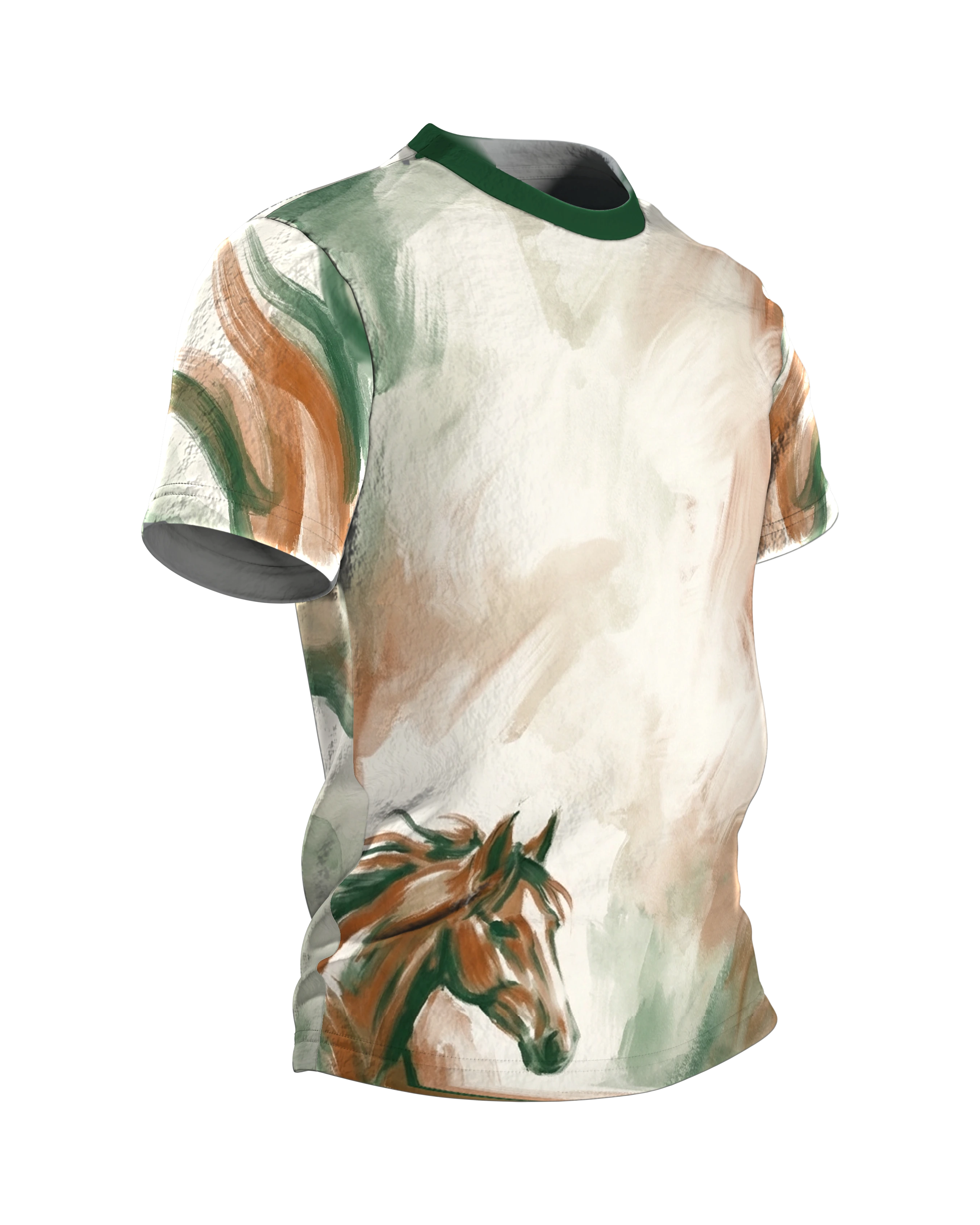 Abstraktes Pferd T-Shirt: Expressive Kunst, Seitenansicht links