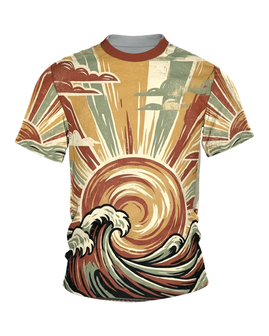 Retro Wellen & Sonne T-Shirt: 70s Vintage Surf Art