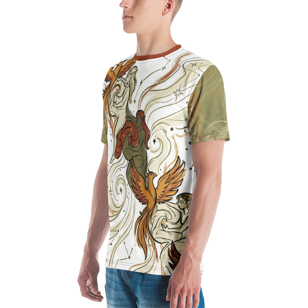 Phönix & Elfen Konstellationen — Sepia Fantasy T-Shirt