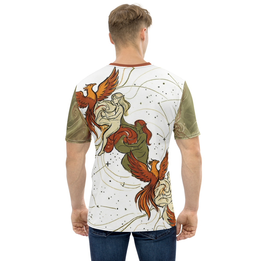 Phönix & Elfen Konstellationen — Sepia Fantasy T-Shirt