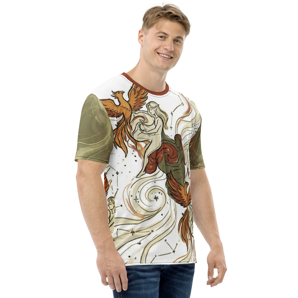 Phönix & Elfen Konstellationen — Sepia Fantasy T-Shirt
