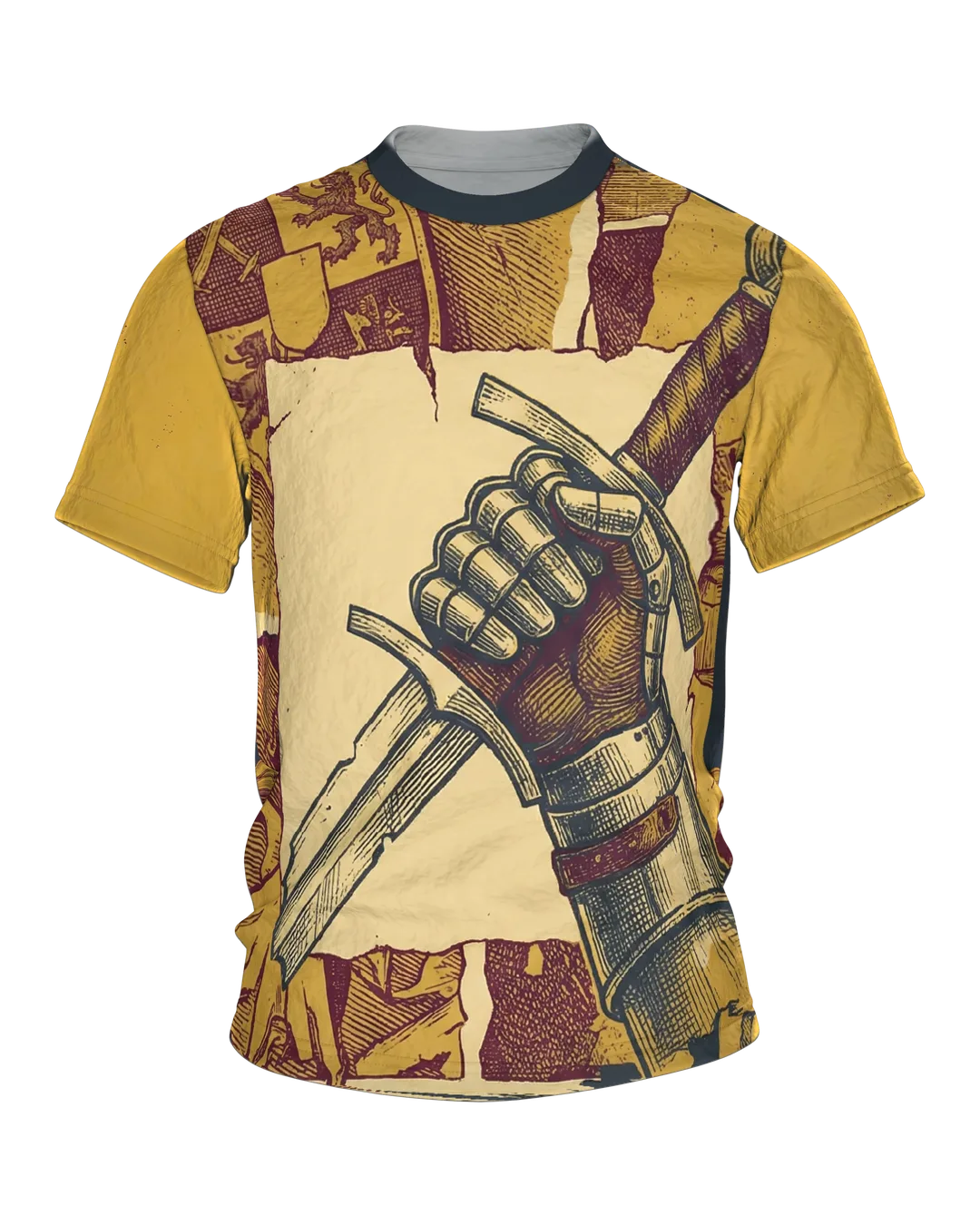 Zerbrochenes Schwert T-Shirt: Gepanzerte Faust im Chronik-Stil