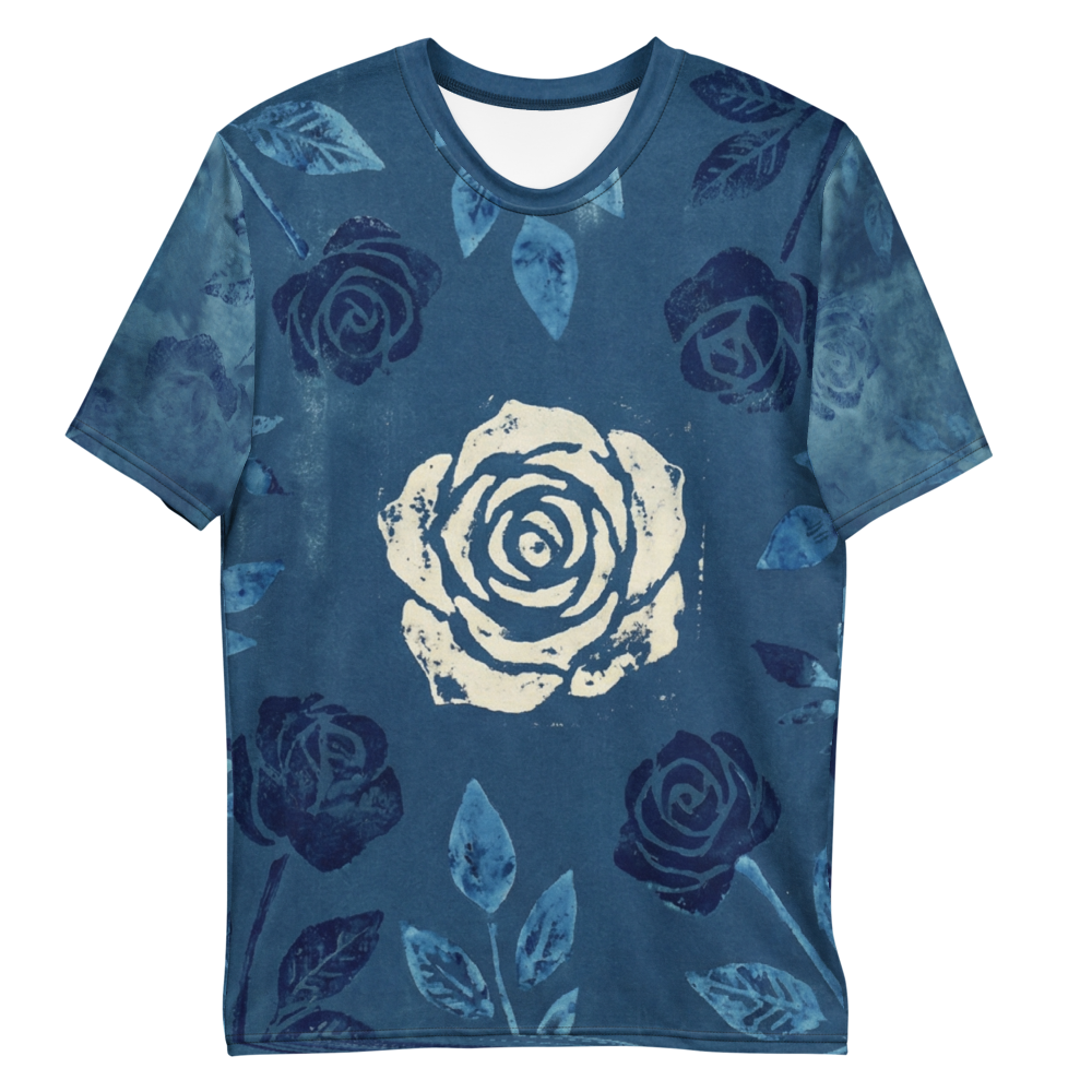 Indigo Rosen T-Shirt – Botanischer Print