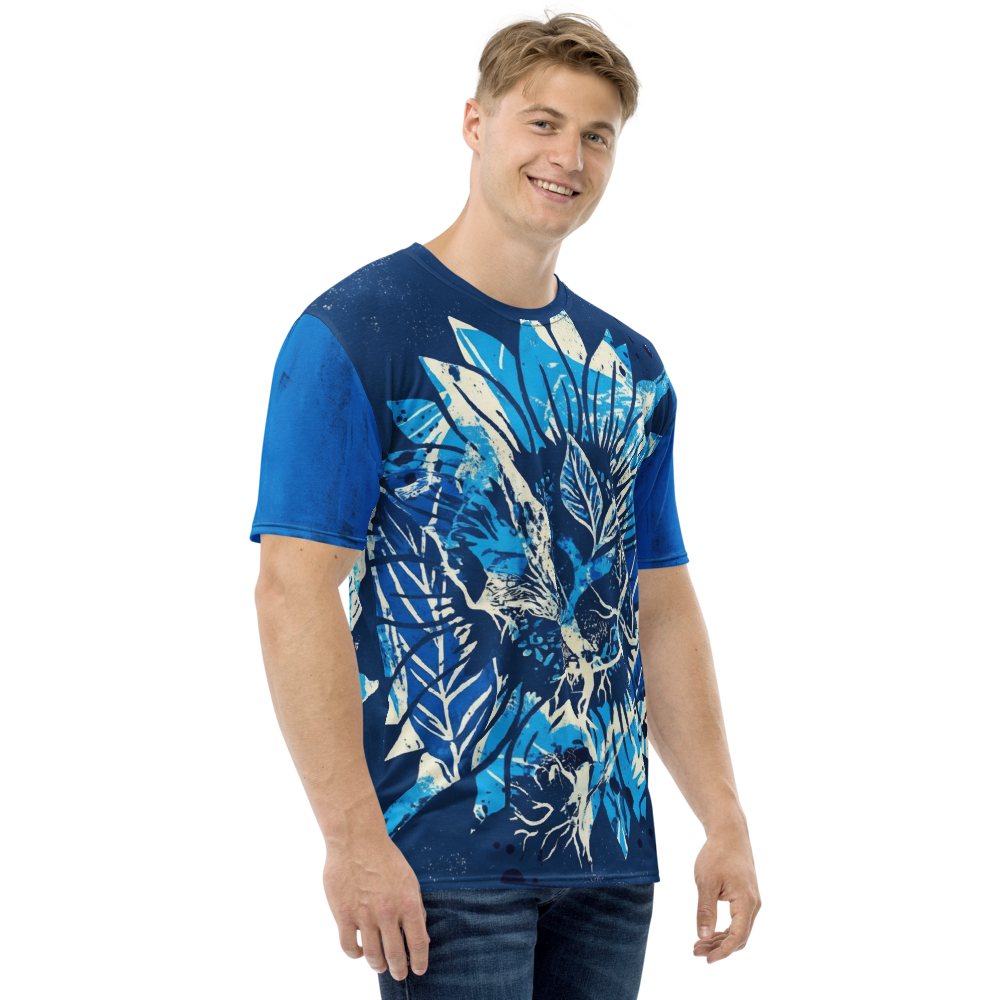 Cyanotypie Sonnenblume T-Shirt — Rechter Ärmel