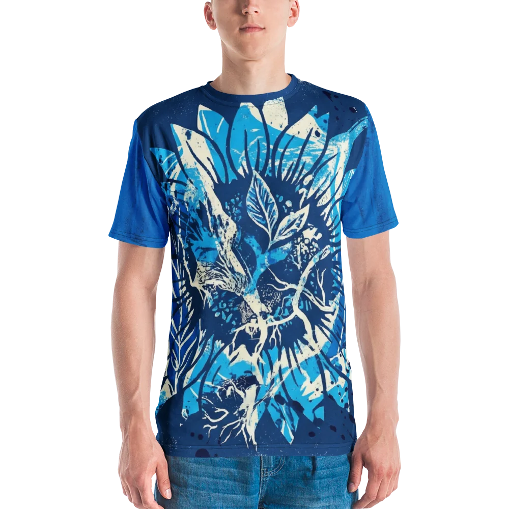 Cyanotypie Sonnenblume T-Shirt: Fotogramm in Blau und Weiß