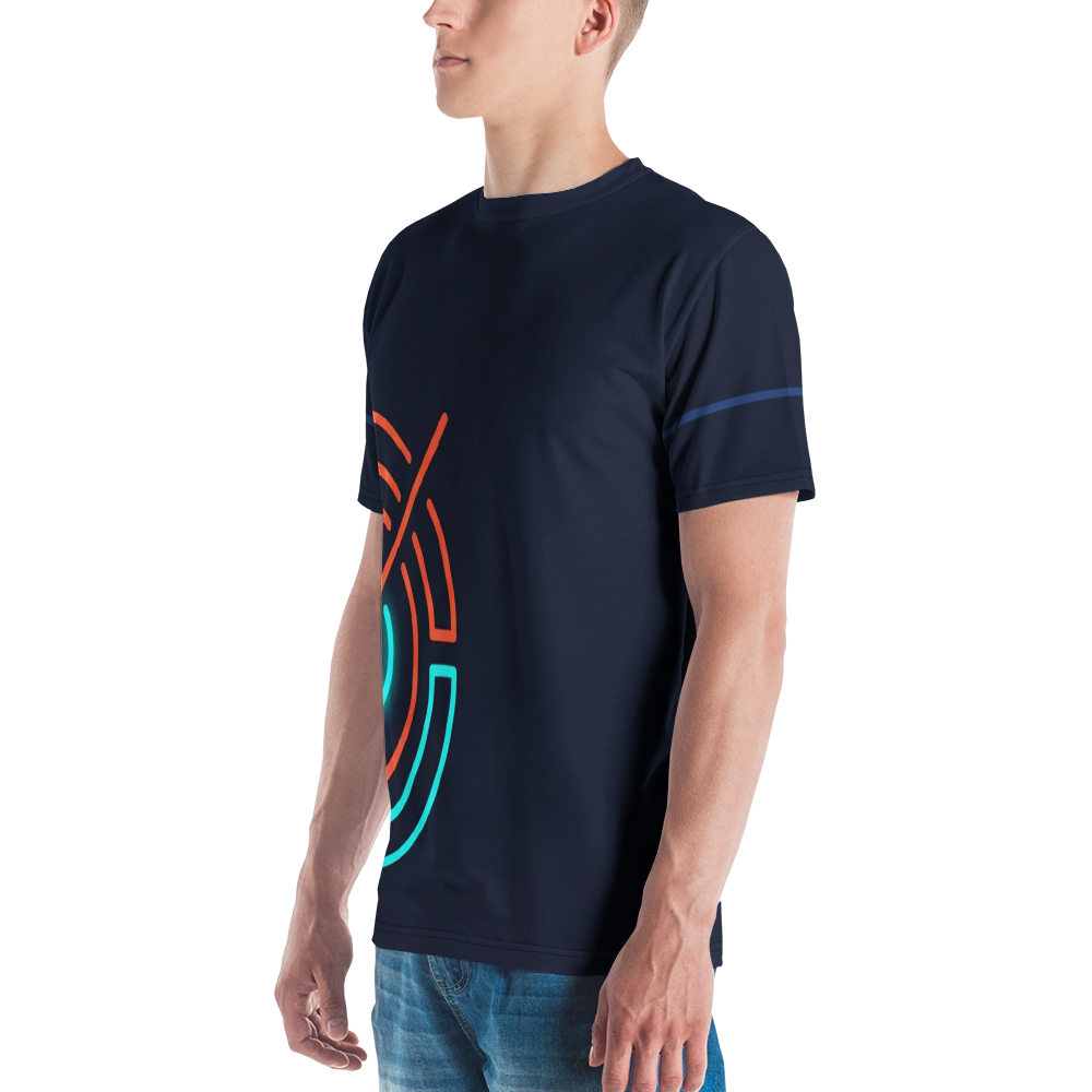 Neon Intervall-Timer Pulslinie — Cyan Orange Fitness T-Shirt
