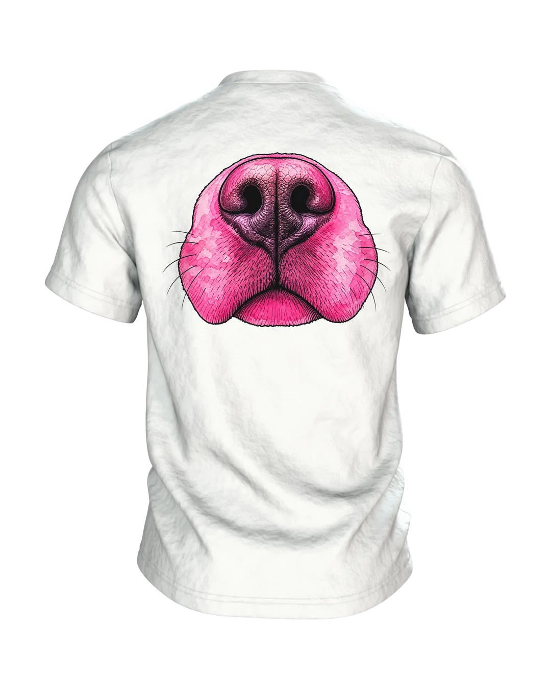 Labrador T-Shirt, Pop-Art Vierfach-Porträt mit rosa Schnauzen-Rücken, Rückseite