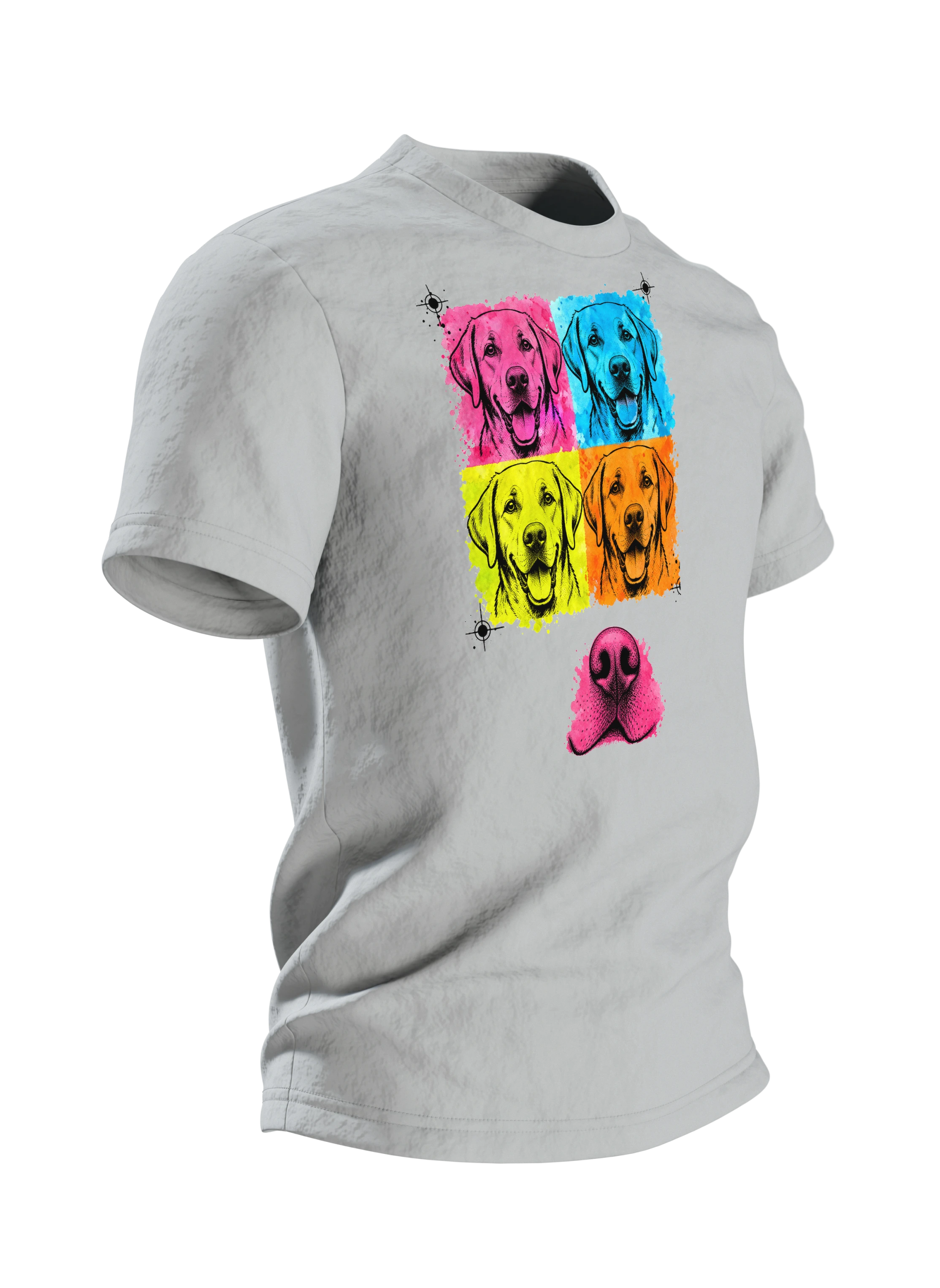 Labrador T-Shirt – Pop-Art Warhol Vierfach-Porträt — Linker Ärmel