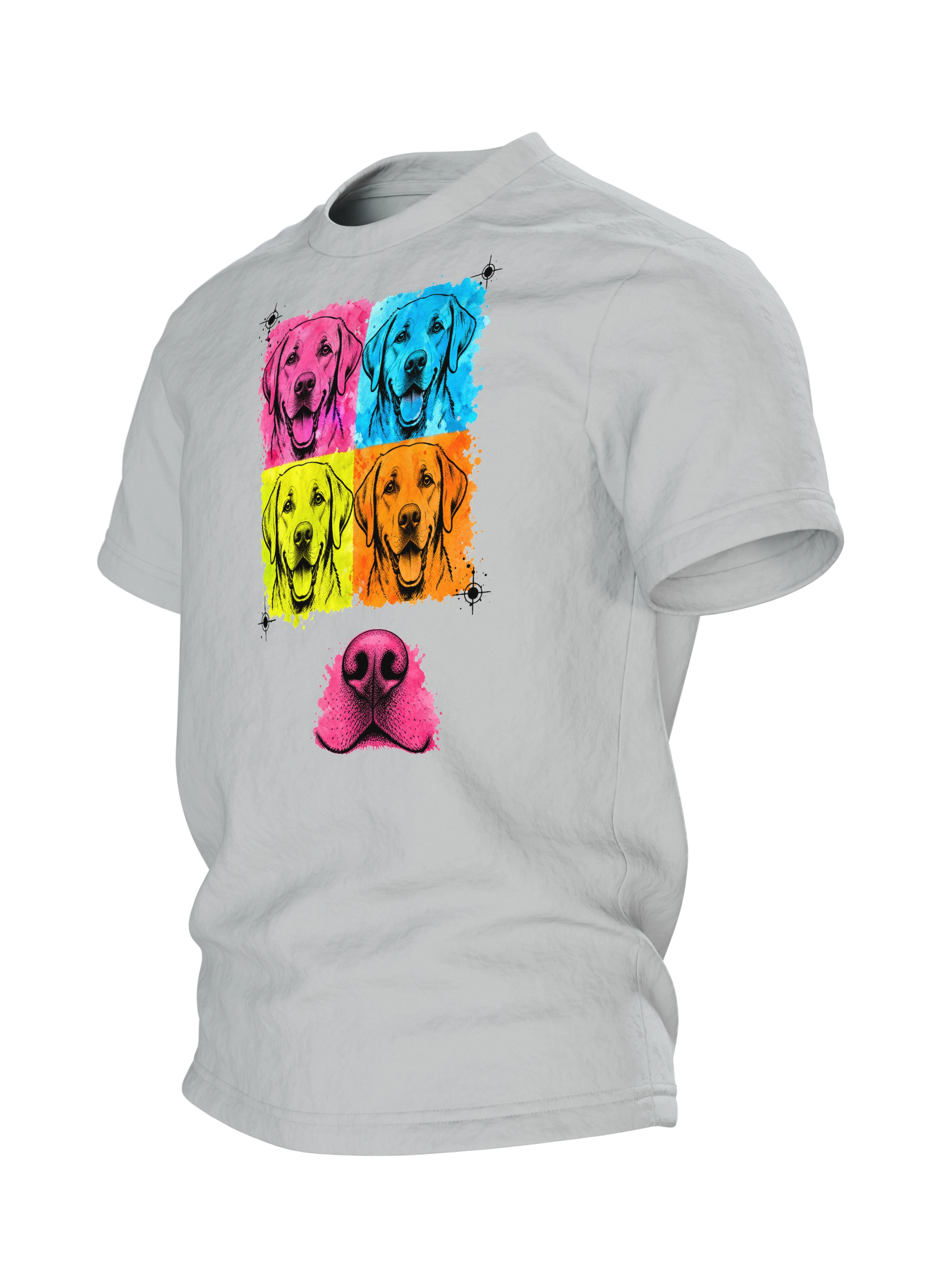 Labrador T-Shirt – Pop-Art Warhol Vierfach-Porträt — Rechter Ärmel