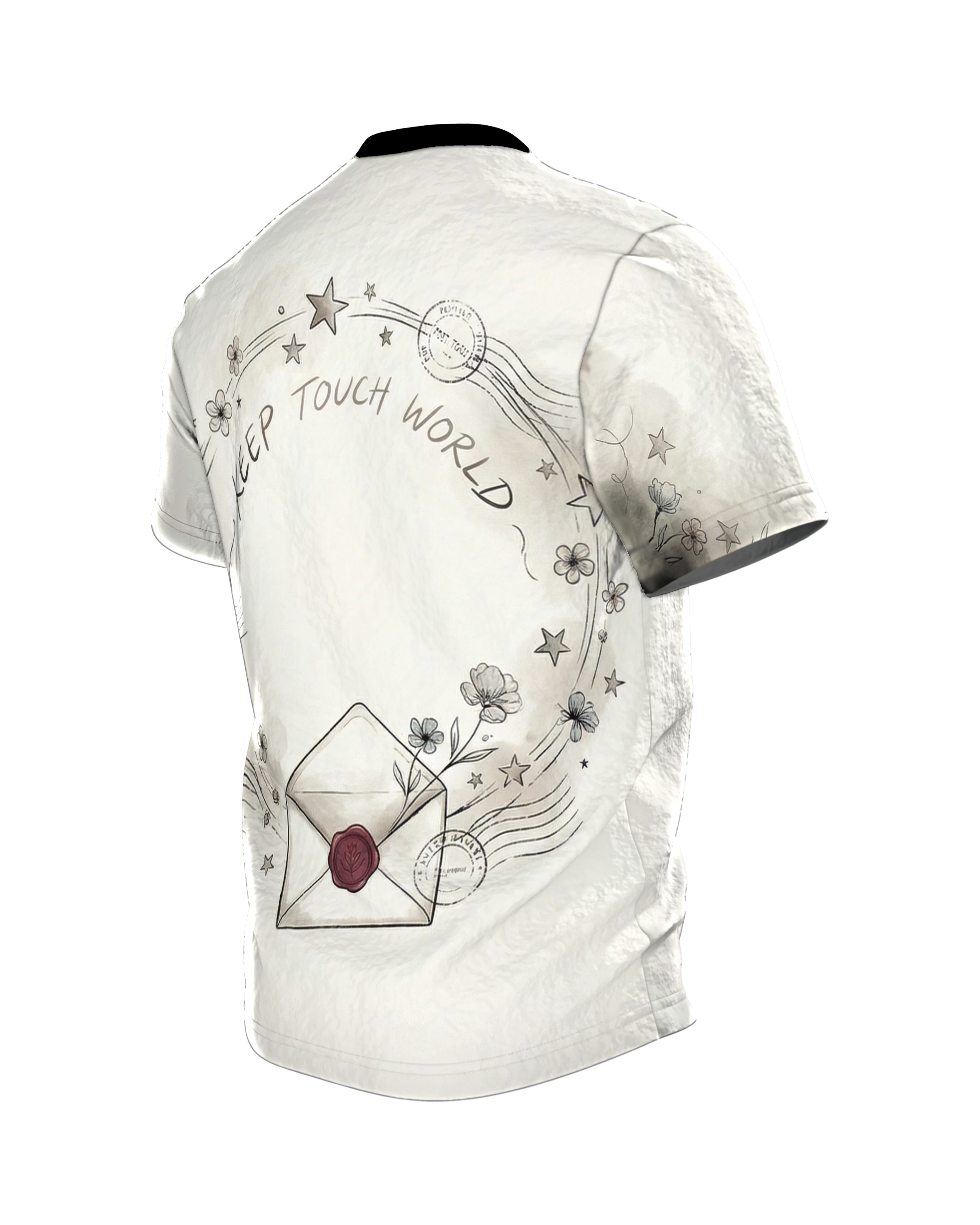 Blumenbrief Umschlag T-Shirt, Rückseite schräg links