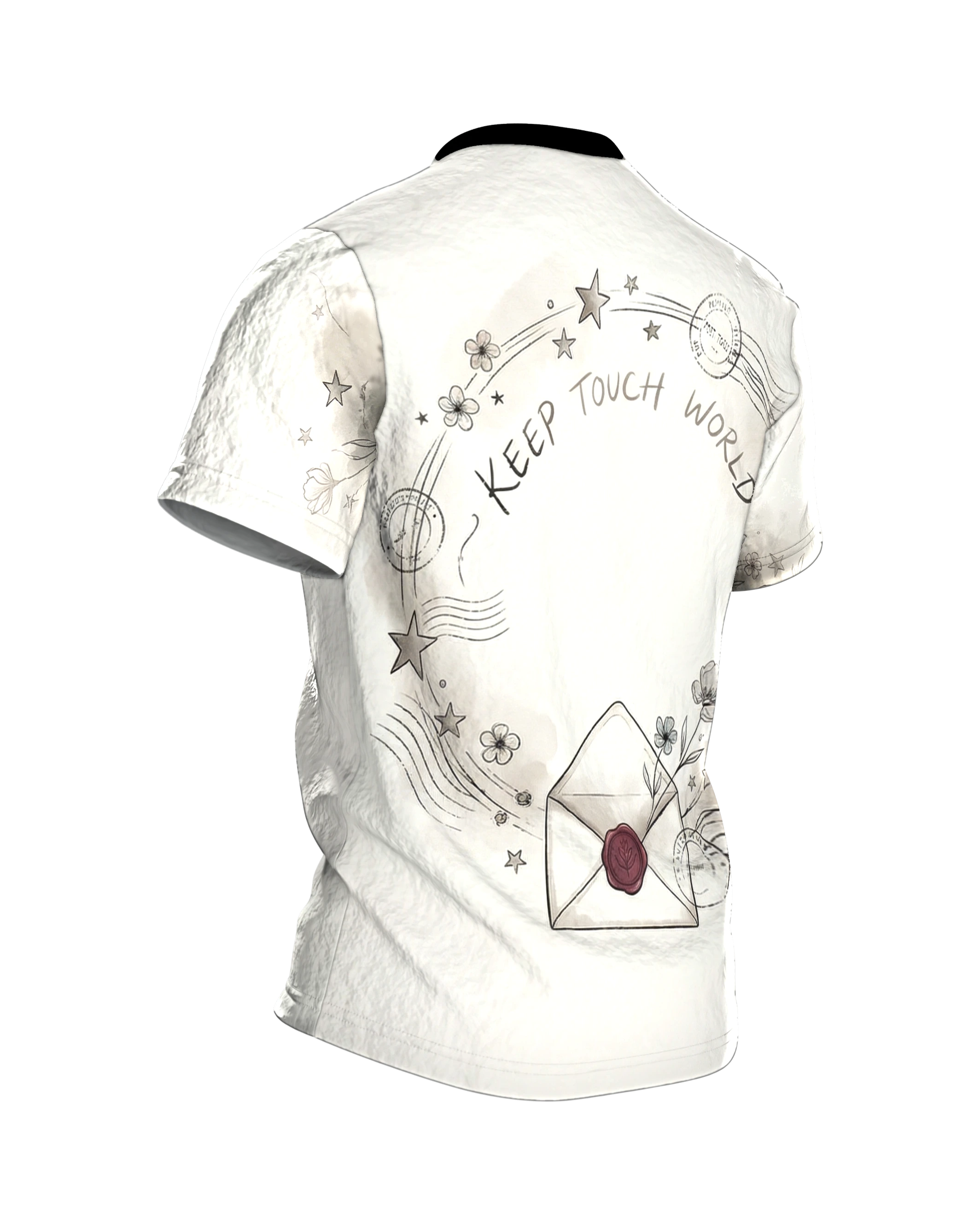 Blumenbrief Umschlag T-Shirt, Rückseite schräg rechts