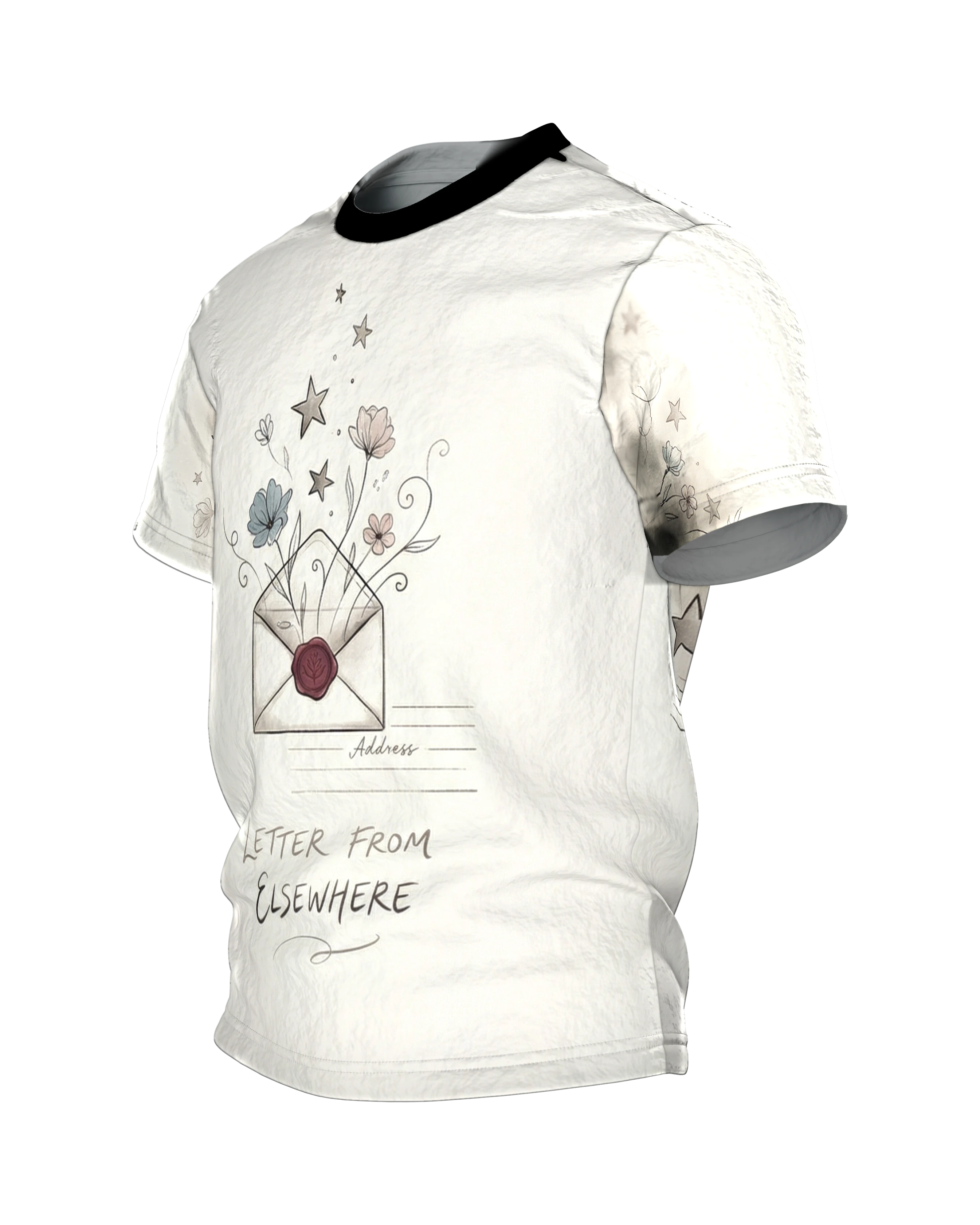 Blumenbrief Umschlag T-Shirt, Seitenansicht rechts