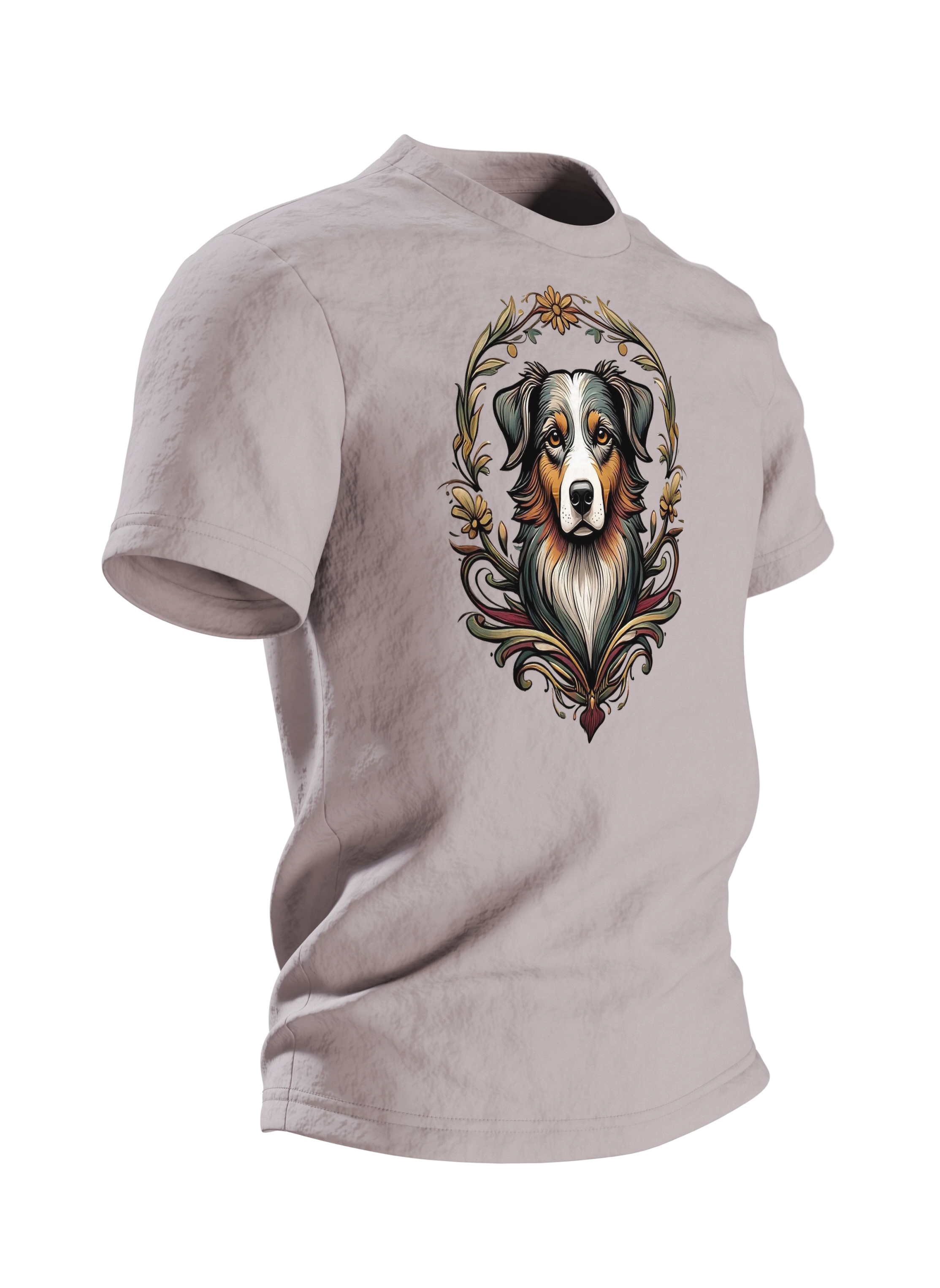 Australian Shepherd Art-Nouveau Hund Baumwoll T-Shirt