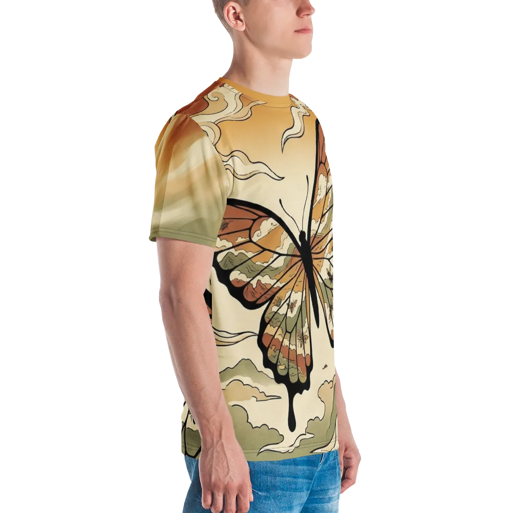 Schmetterling Ukiyo-e T-Shirt — Japanisch Wolken Sepia — Ansicht 6