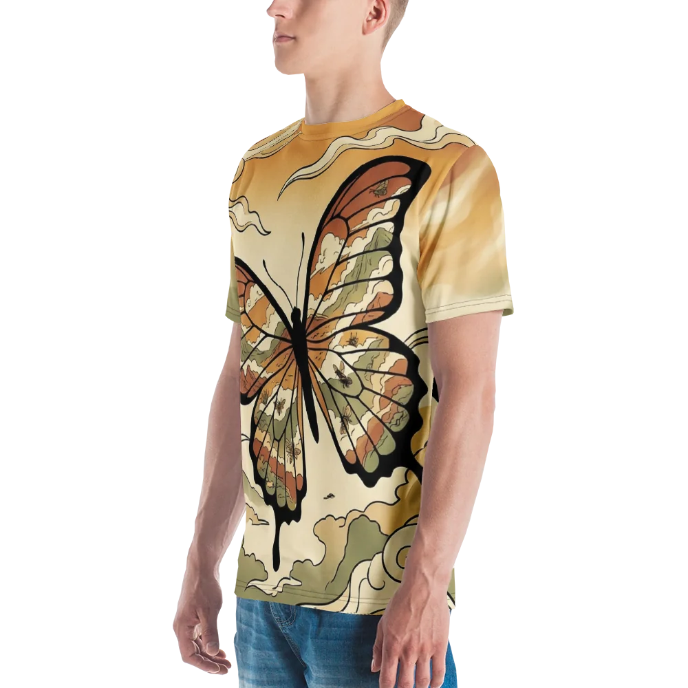 Schmetterling Ukiyo-e T-Shirt — Japanisch Wolken Sepia — Ansicht 5